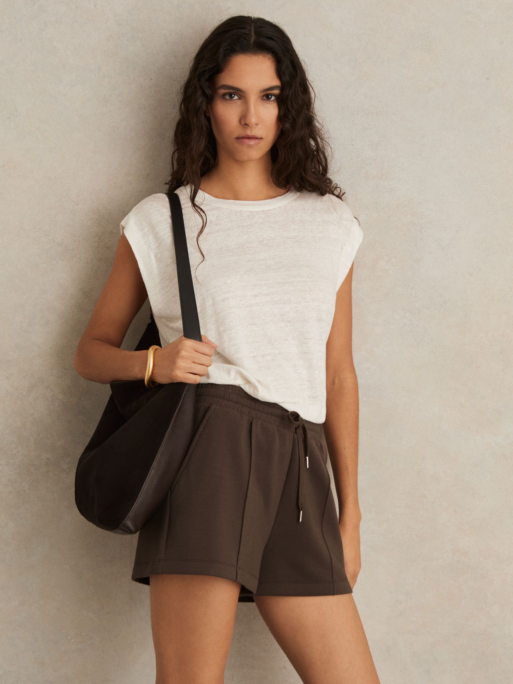 Interlock Drawstring Sweat Shorts in Chocolate