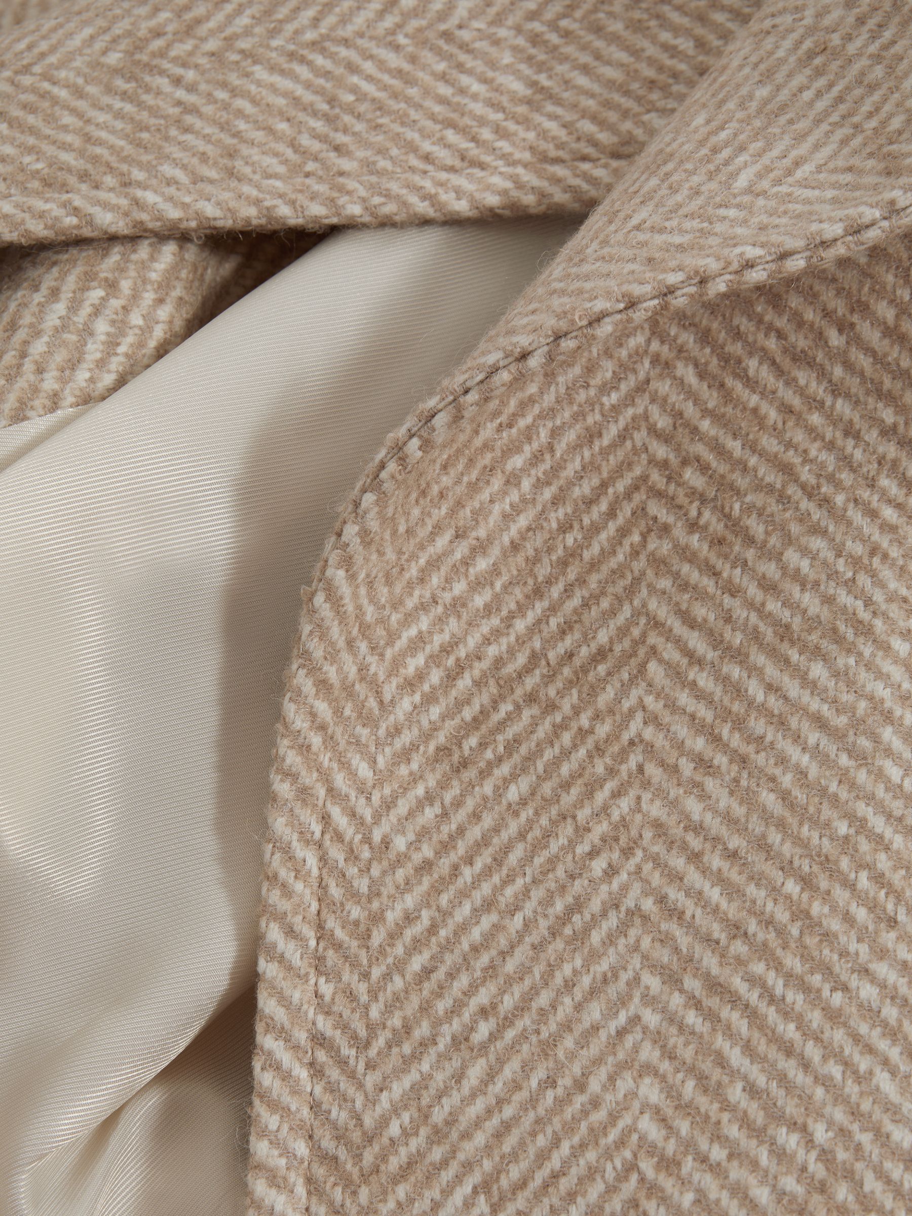 Atelier Italian Wool Blend Double Breasted Coat in Oatmeal Melange