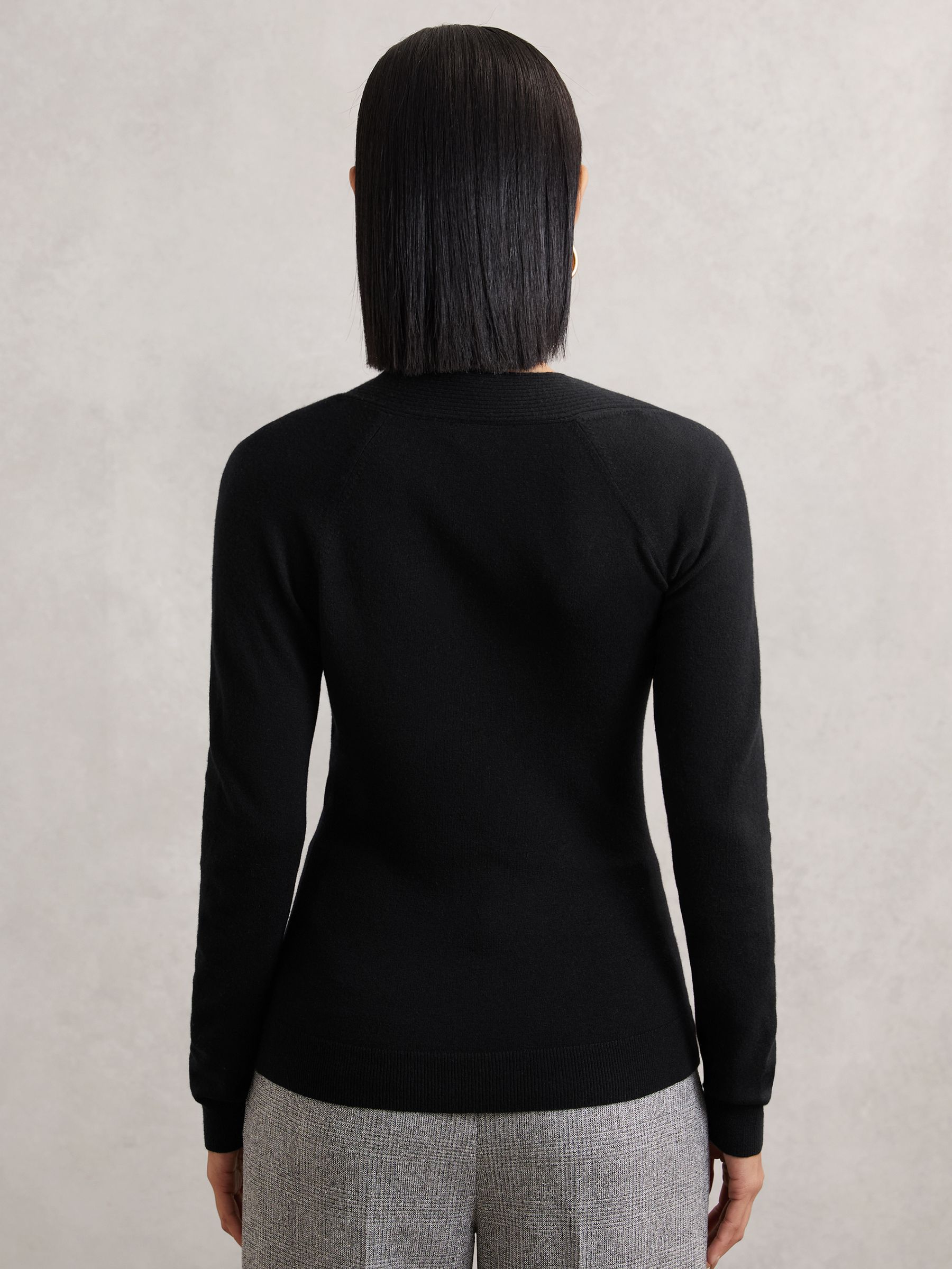 Wool-Blend Asymmetric Knit Top in Black