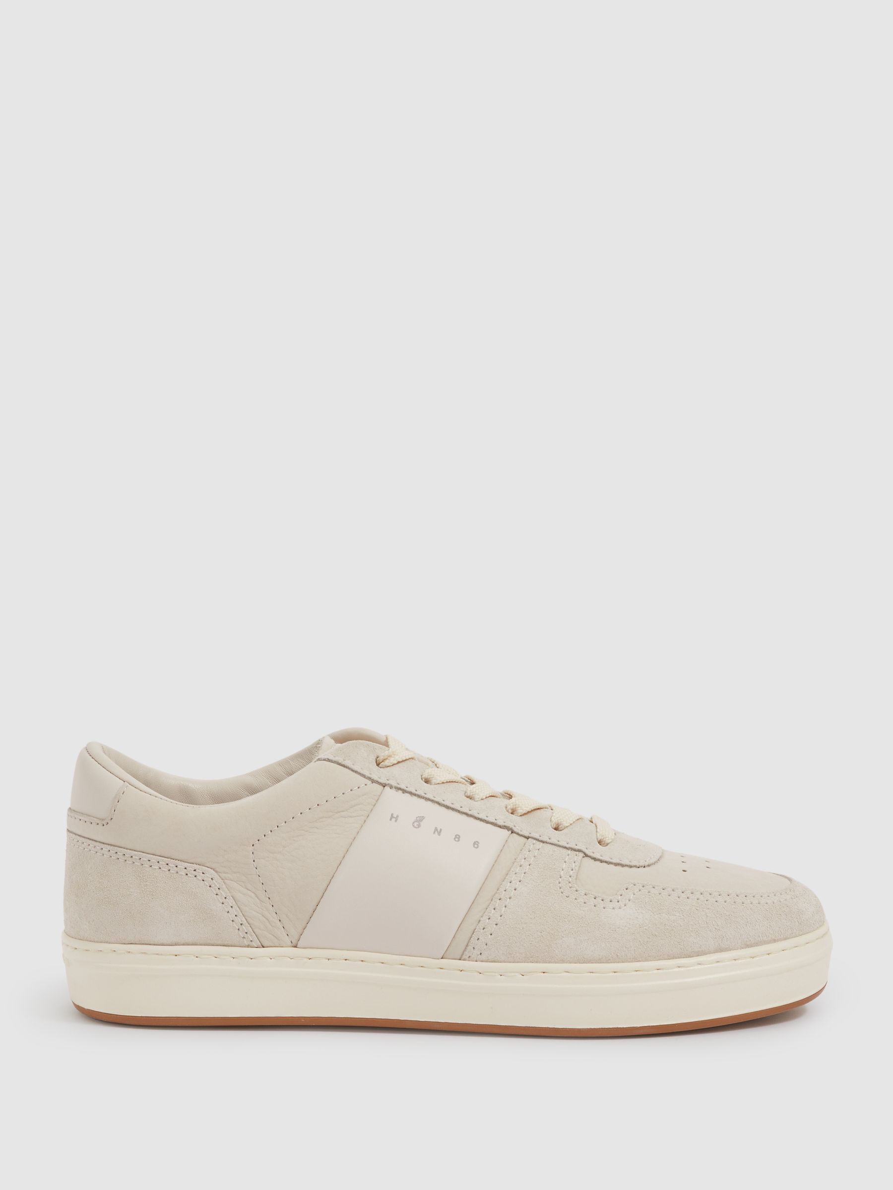 Hogan Leather And Suede Lace-Up Trainers in Cream