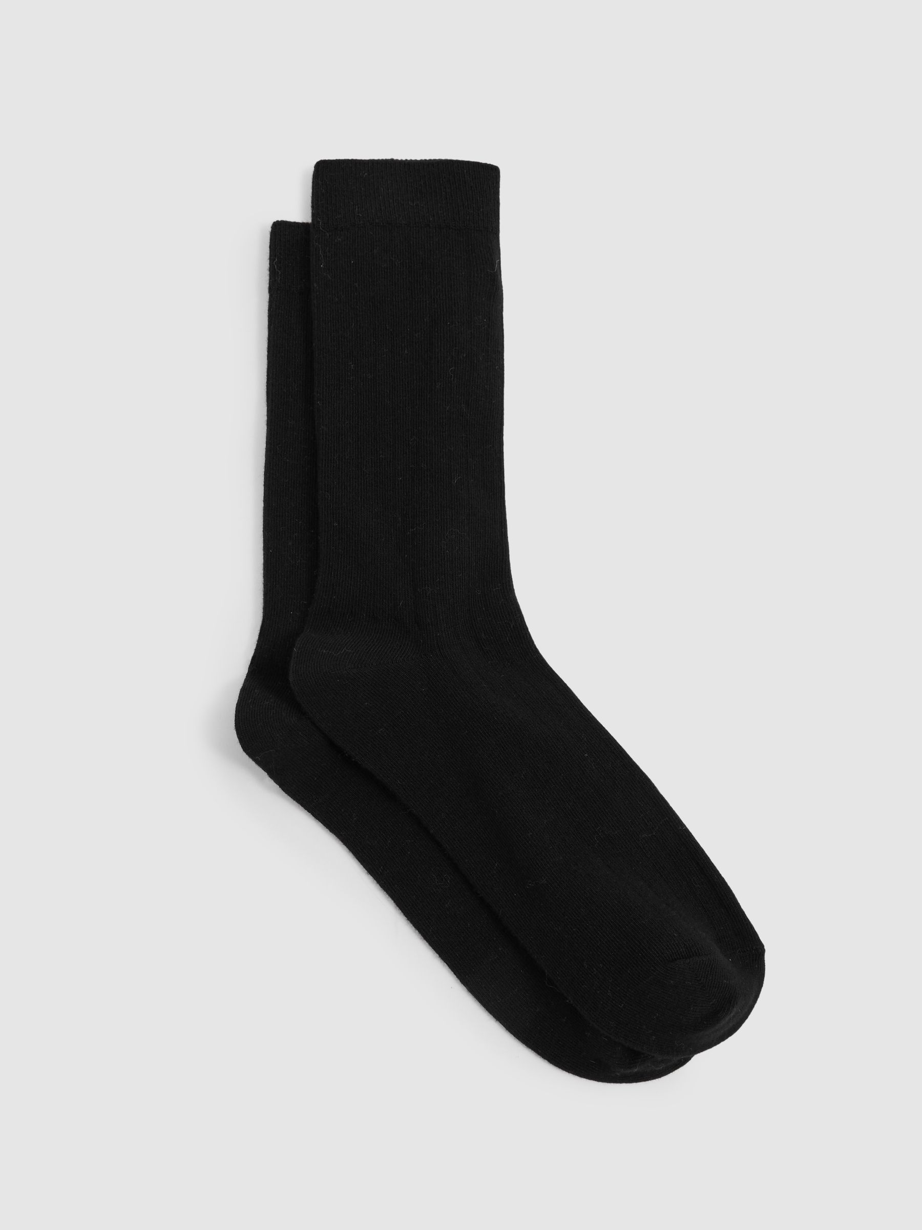 Cotton Blend Ribbed Loafer Socks in Black