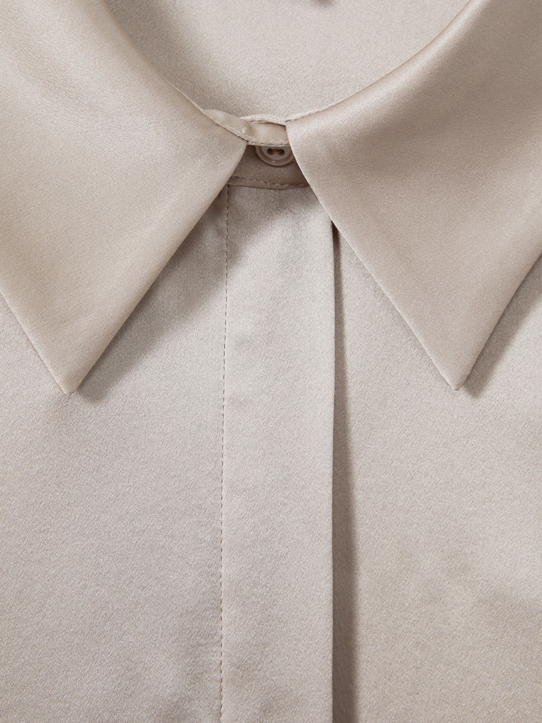 Silk Double-Cuff Button-Through Shirt in Champagne