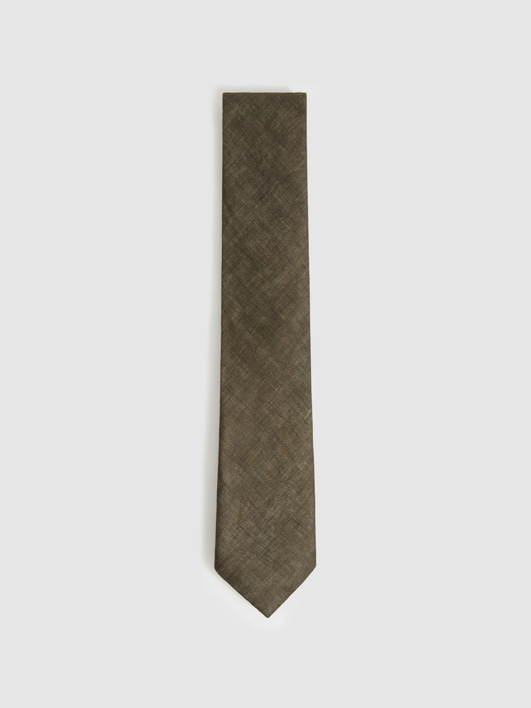 Linen Textured Tie in Olive
