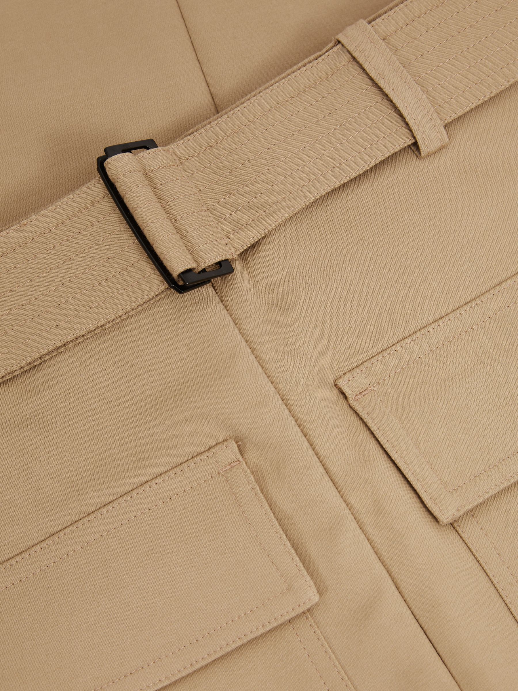 Cargo Pencil Skirt With Cotton in Camel