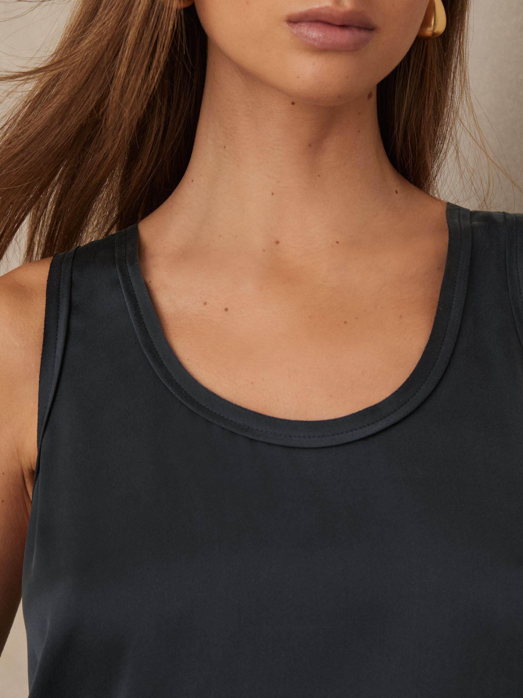 Silk Front Vest in Navy