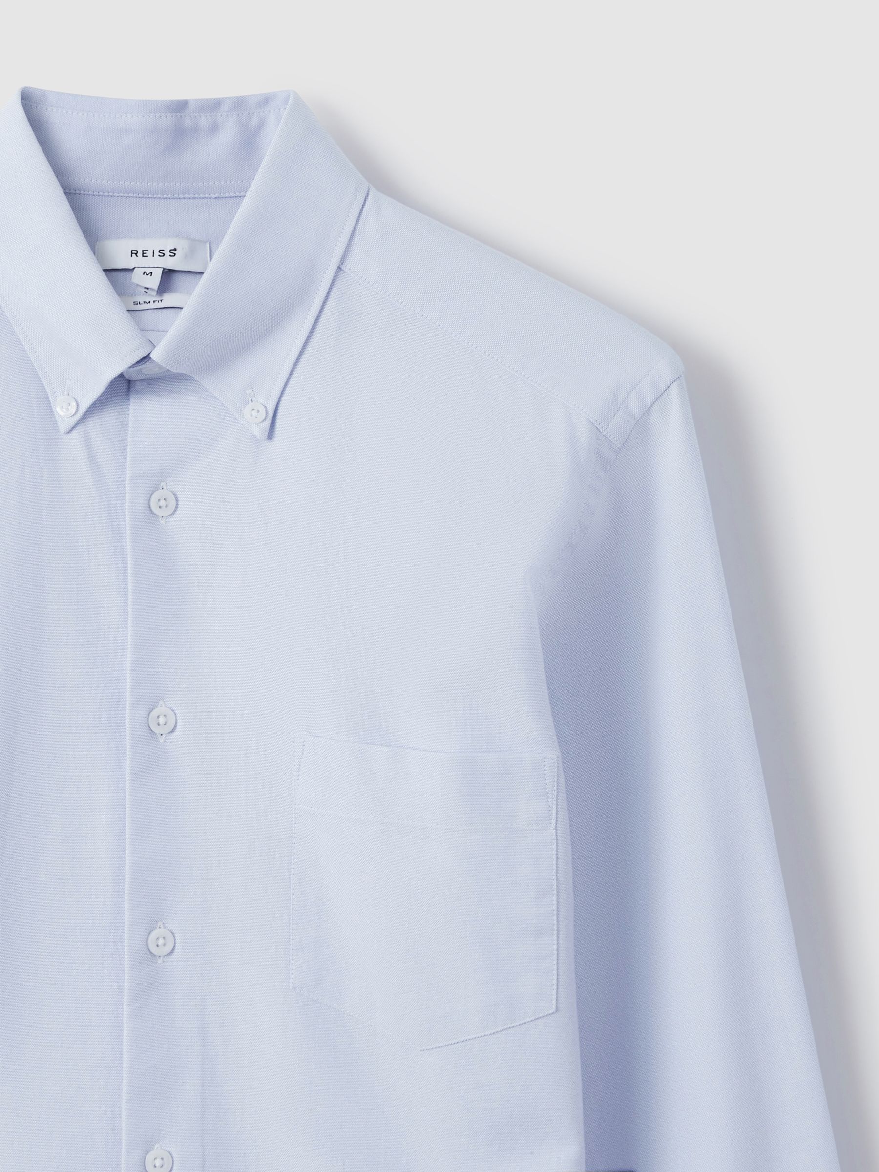 Slim-Fit Button-Down Collar Cotton Oxford Shirt in Soft Blue