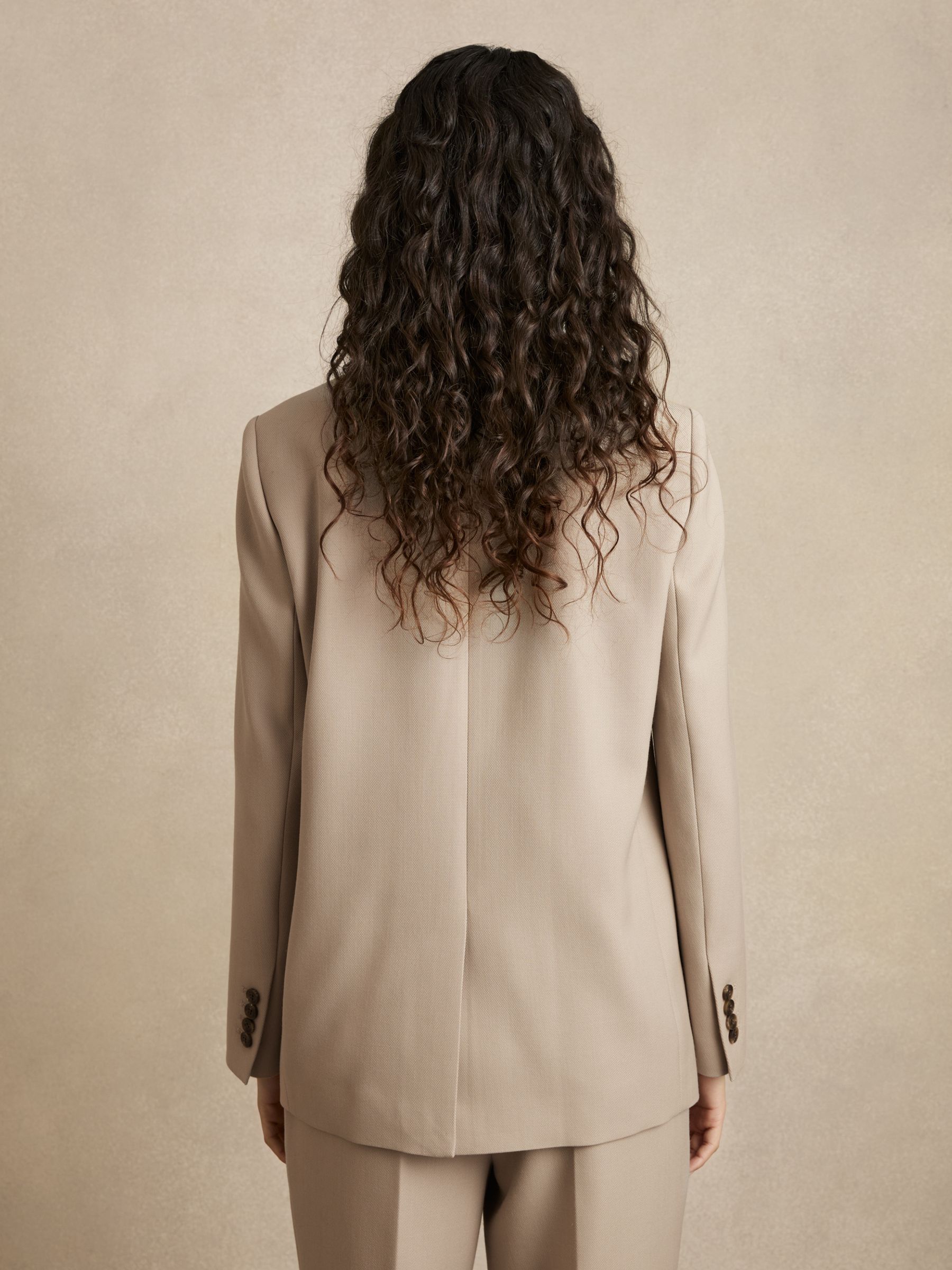 Single-Breasted Textured Suit Jacket Wool-Blend in Neutral