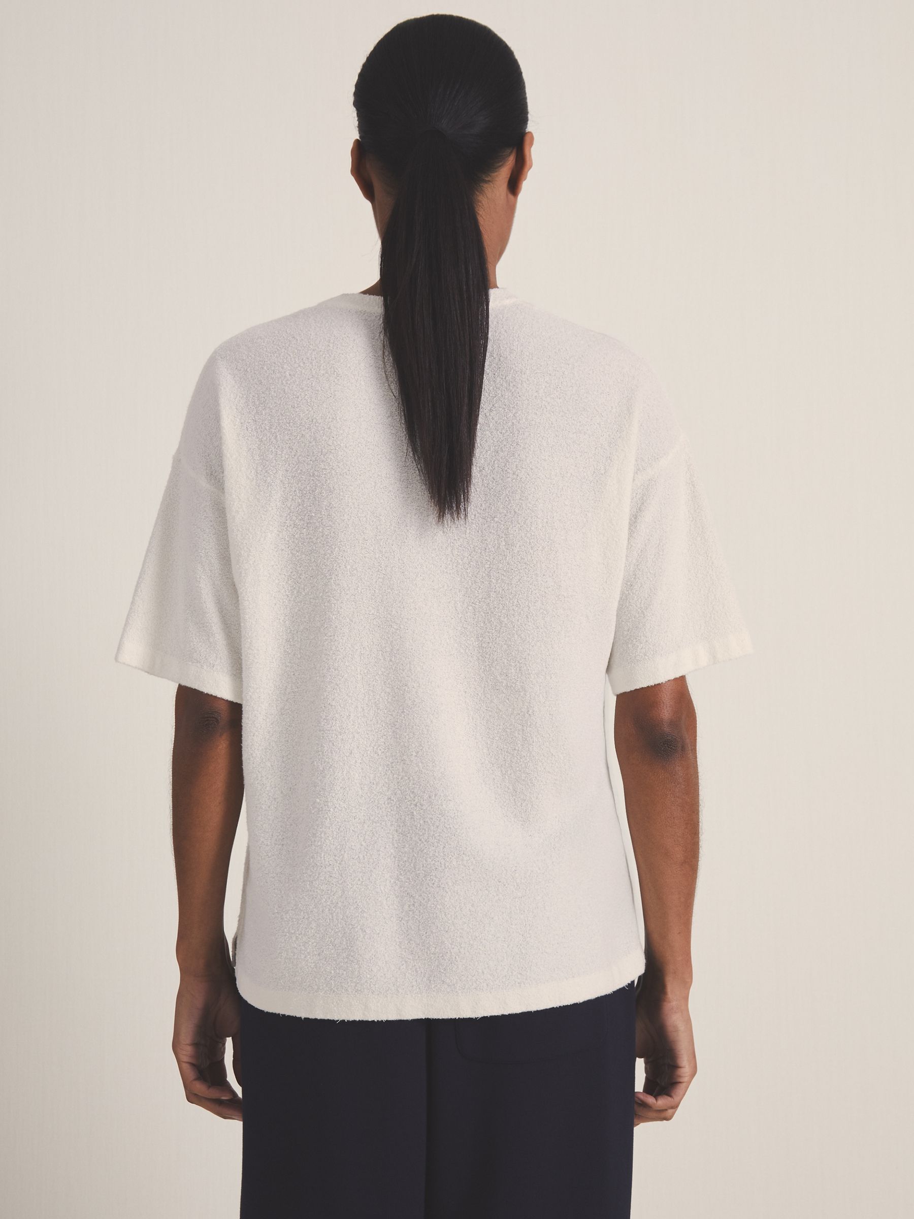 Reiss | Les 100 Ciels Bouclé T-Shirt in Ivory