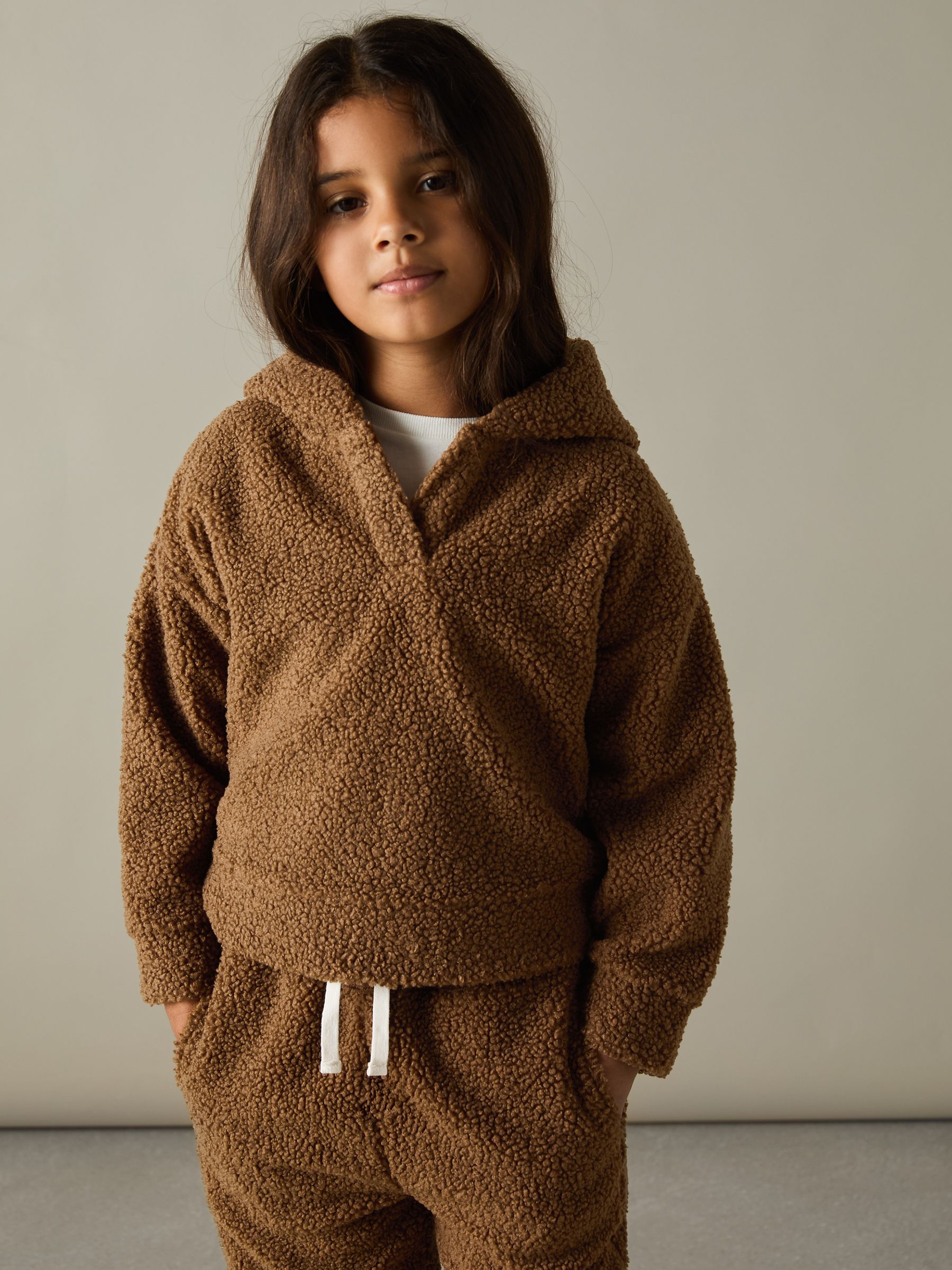 4-9 yrs Borg Hoodie And Joggers Set in Brown