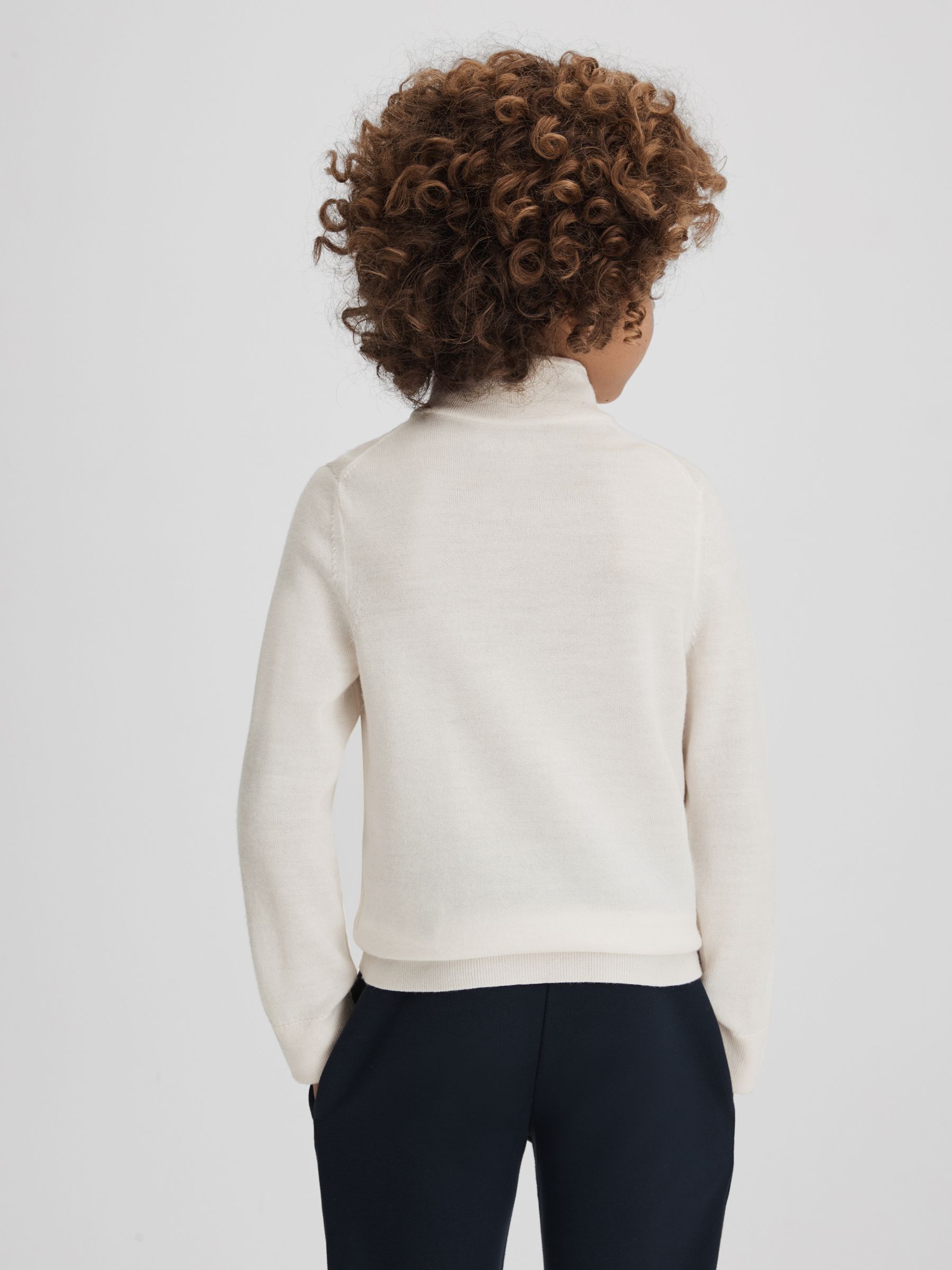 9-13 yrs Wool Half-Zip Funnel Neck Jumper in Snow