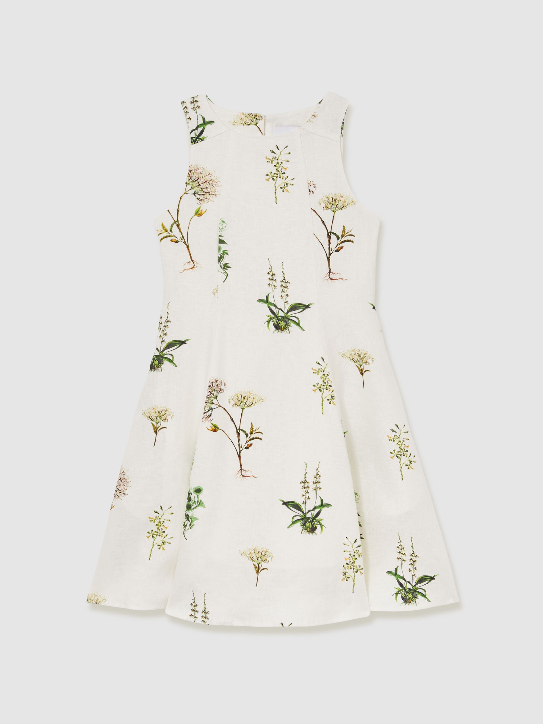 13-14 yrs Reiss | NYBG Linen Floral Flared Dress in Ivory