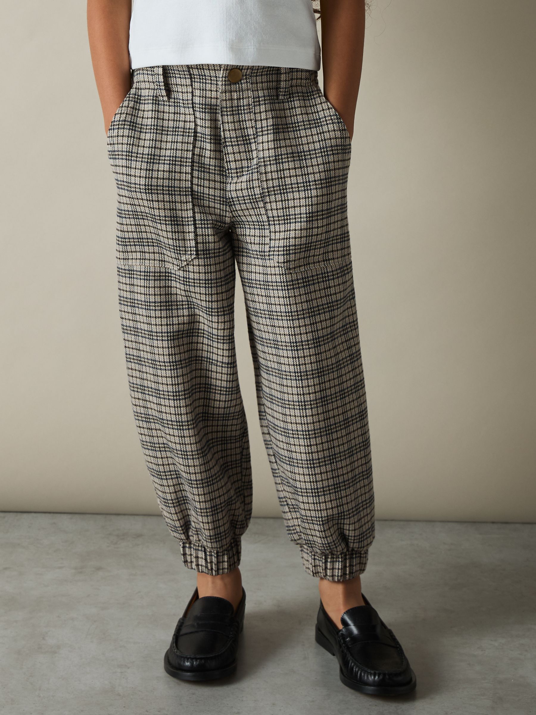 9-13 yrs Check Woven Joggers in Grey