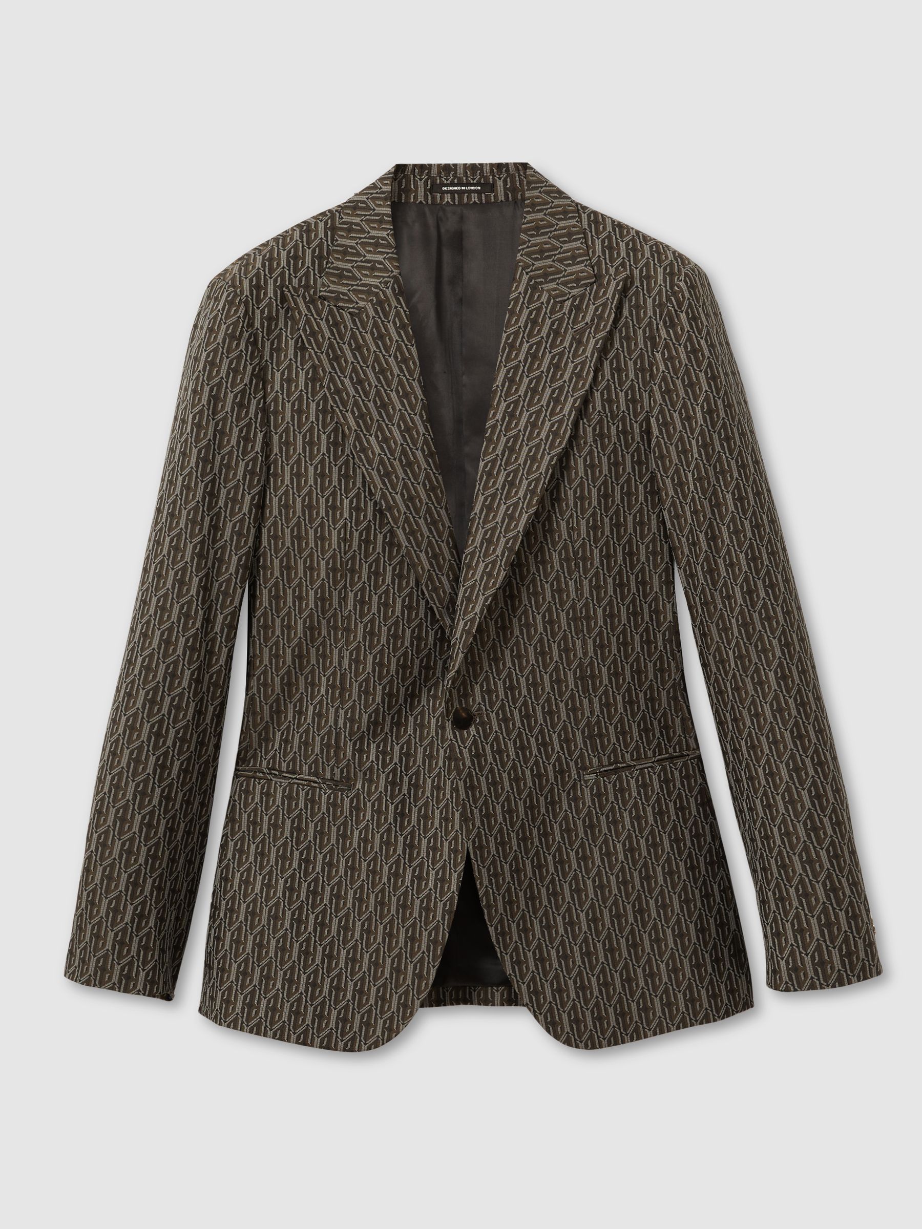 Monogram-Jacquard Twill Blazer in Chocolate Brown