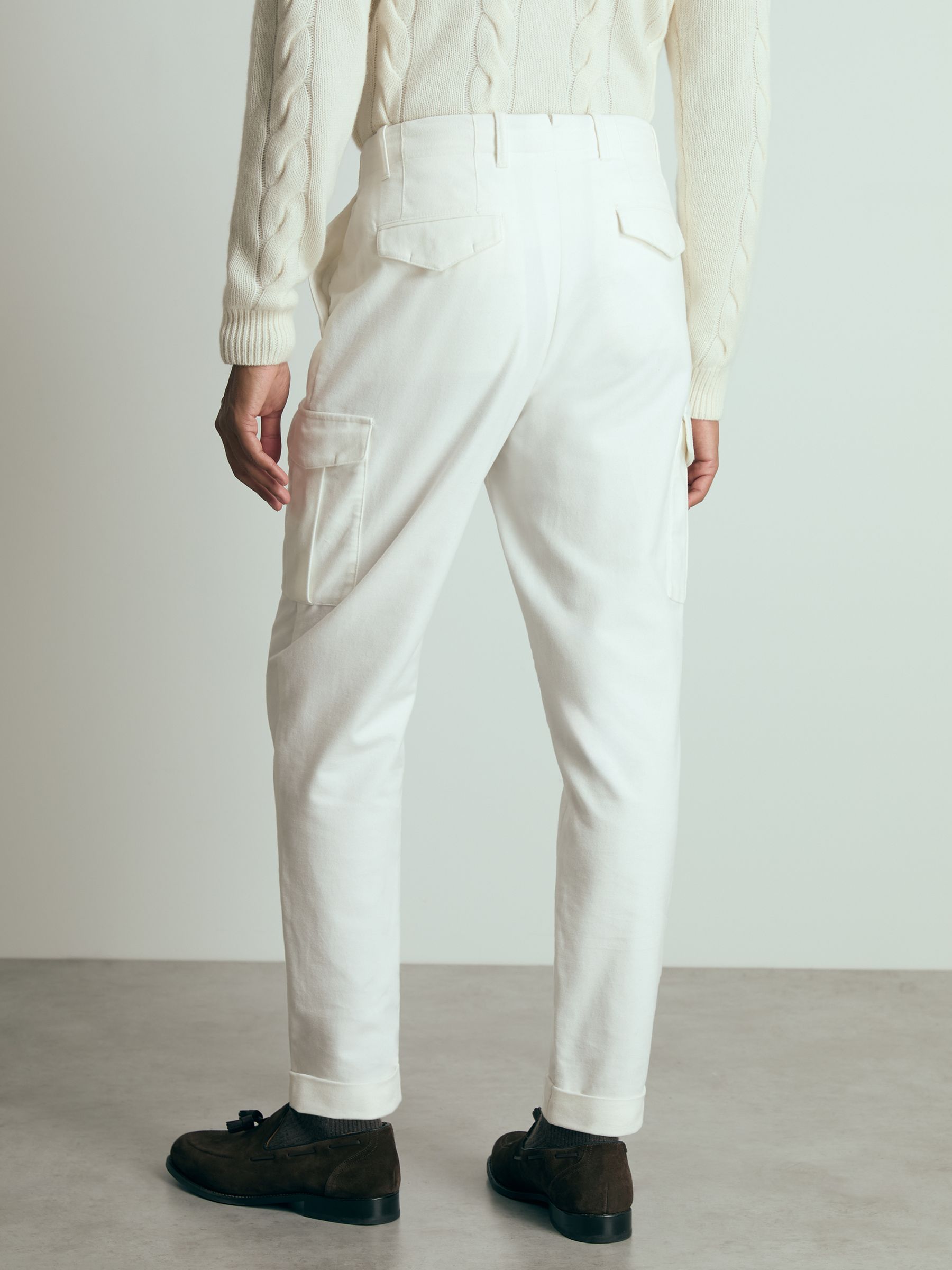Atelier Cotton-Moleskin Cargo Trousers in White