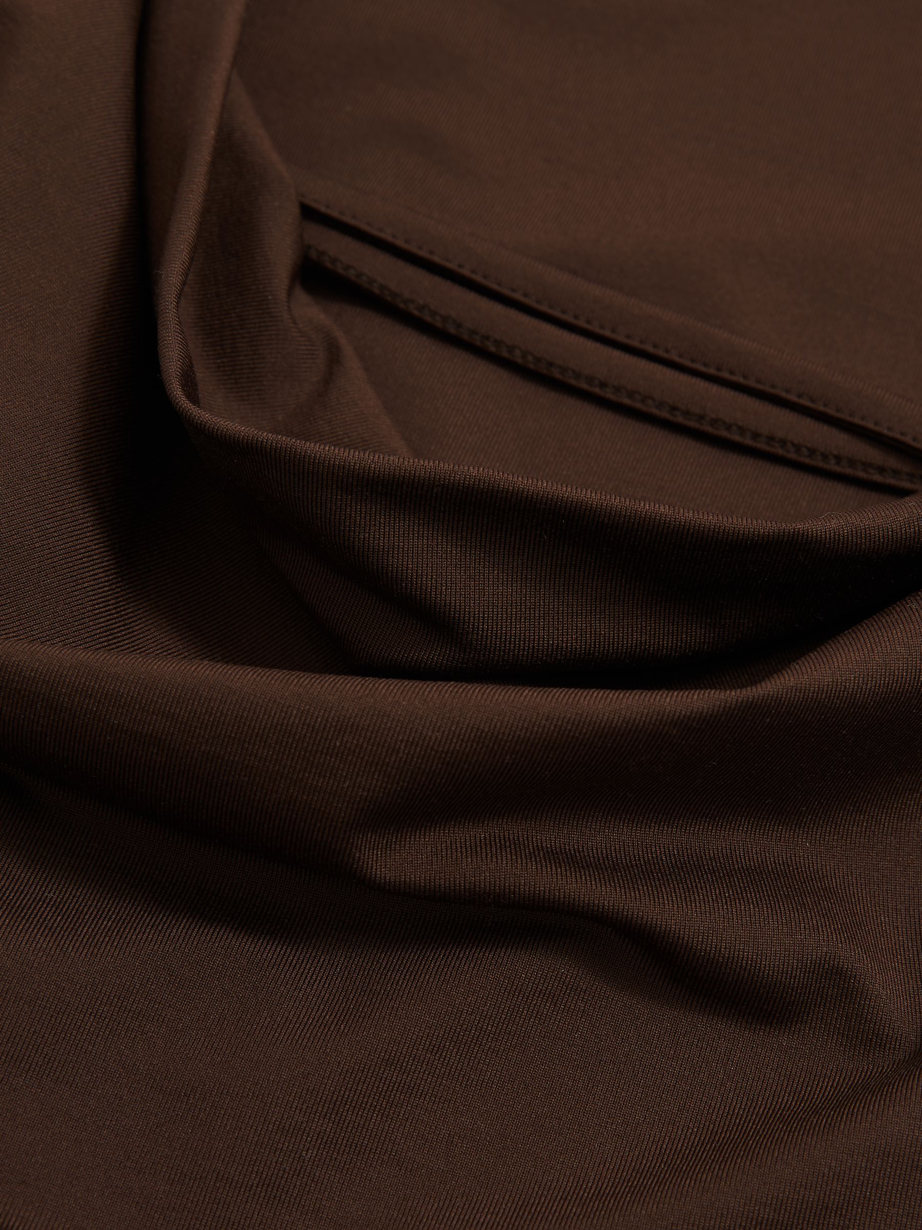 Ruched Jersey Cowl Back Vest in Chocolate Brown