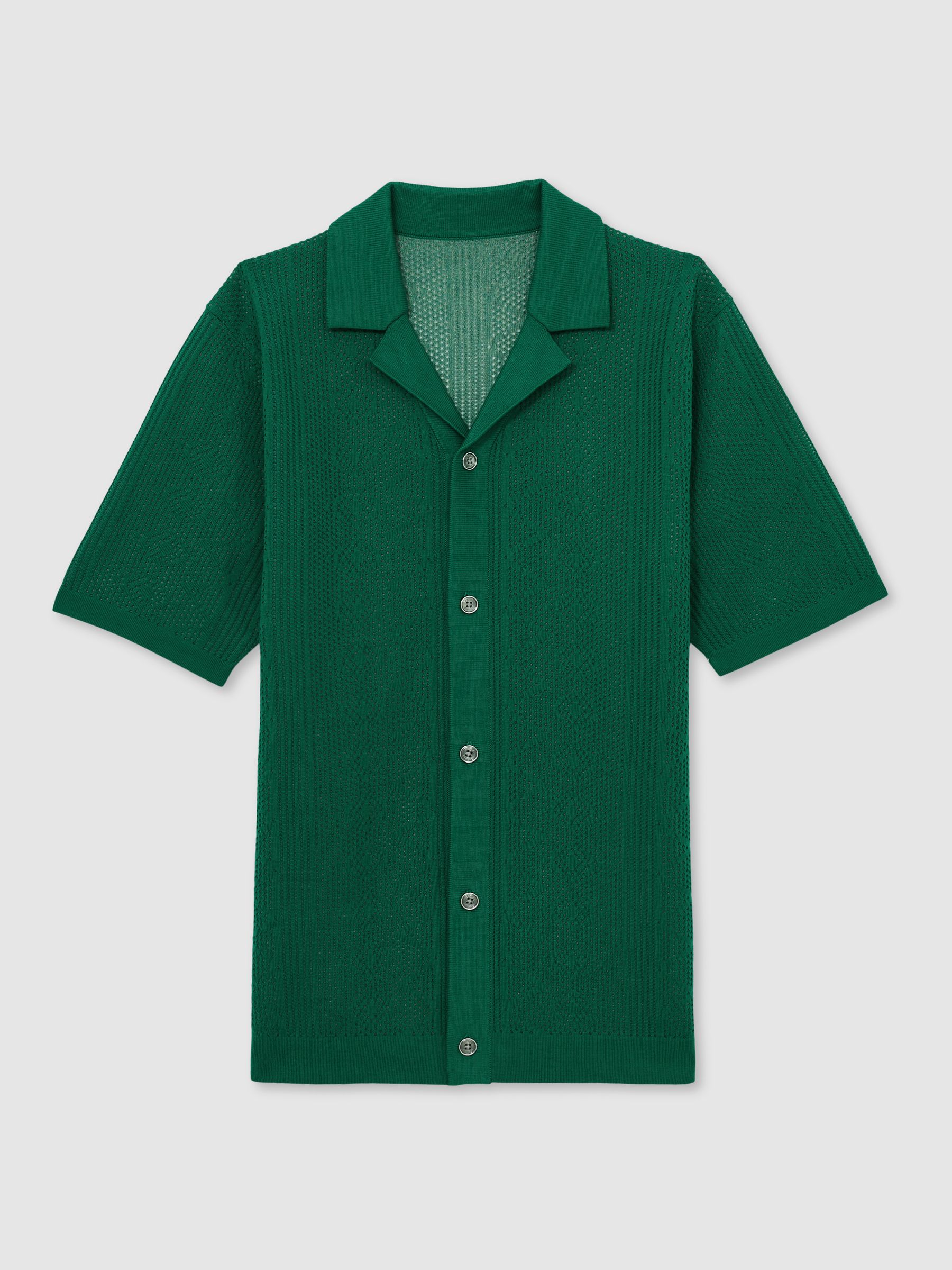 Textured-Knit Short-Sleeve Shirt in Bright Green