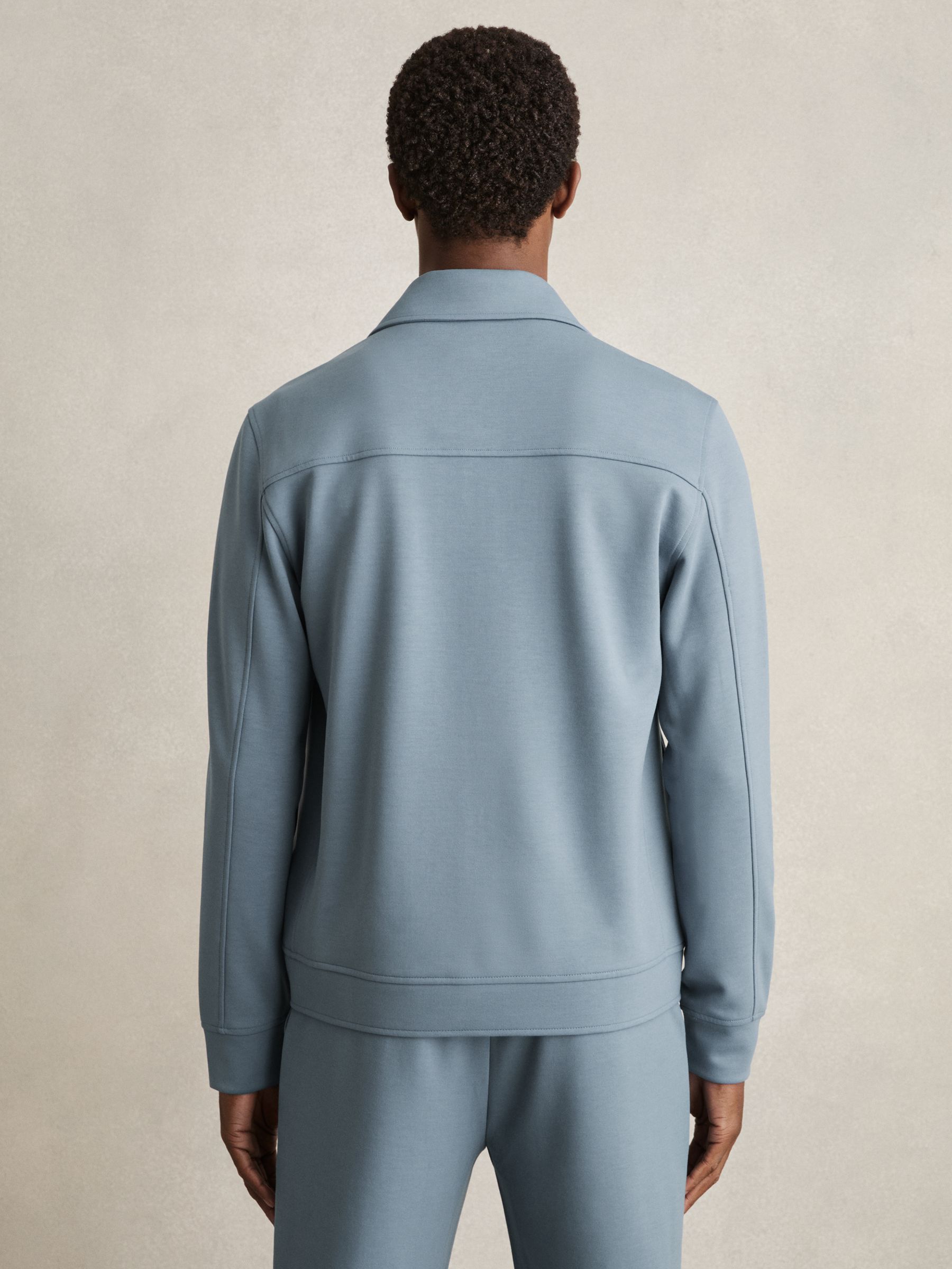 Interlock Jersey Zip-Through Jacket in Airforce Blue