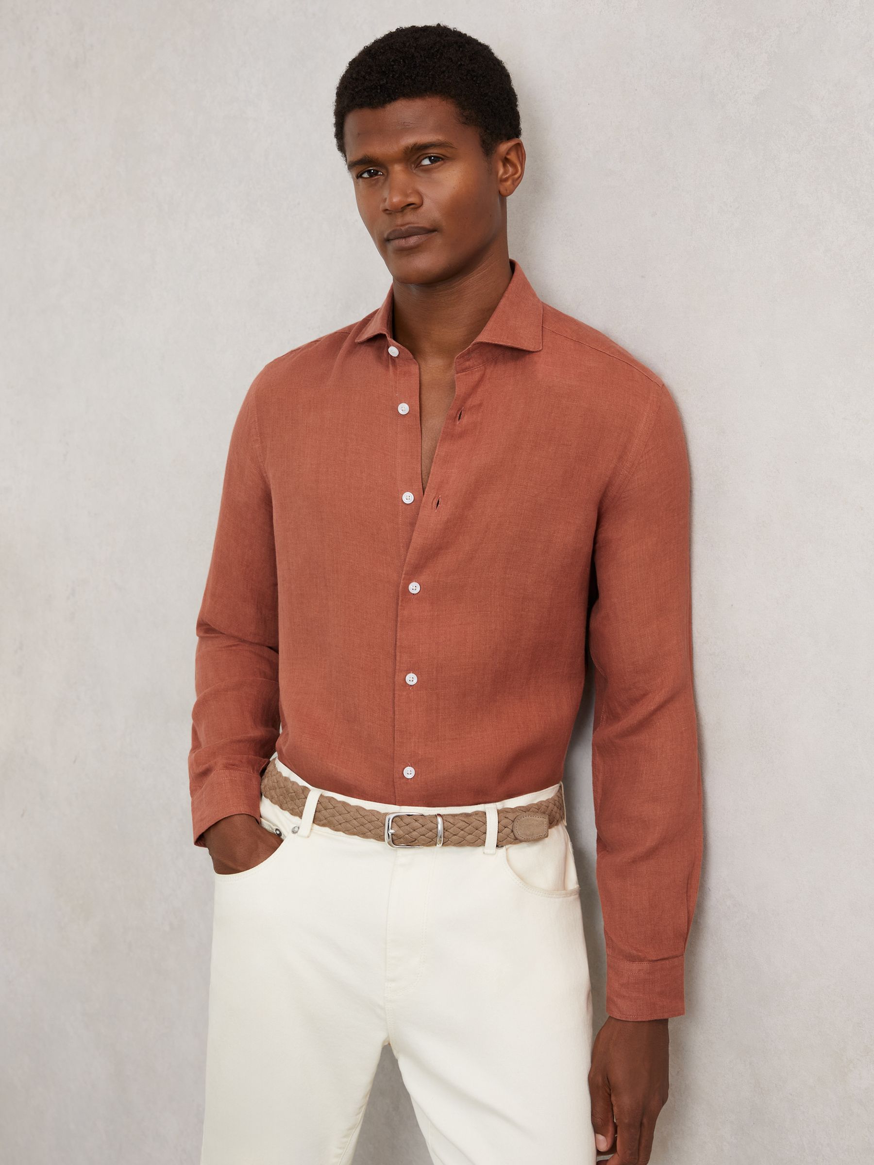Linen Shirt in Cinnamon Brown