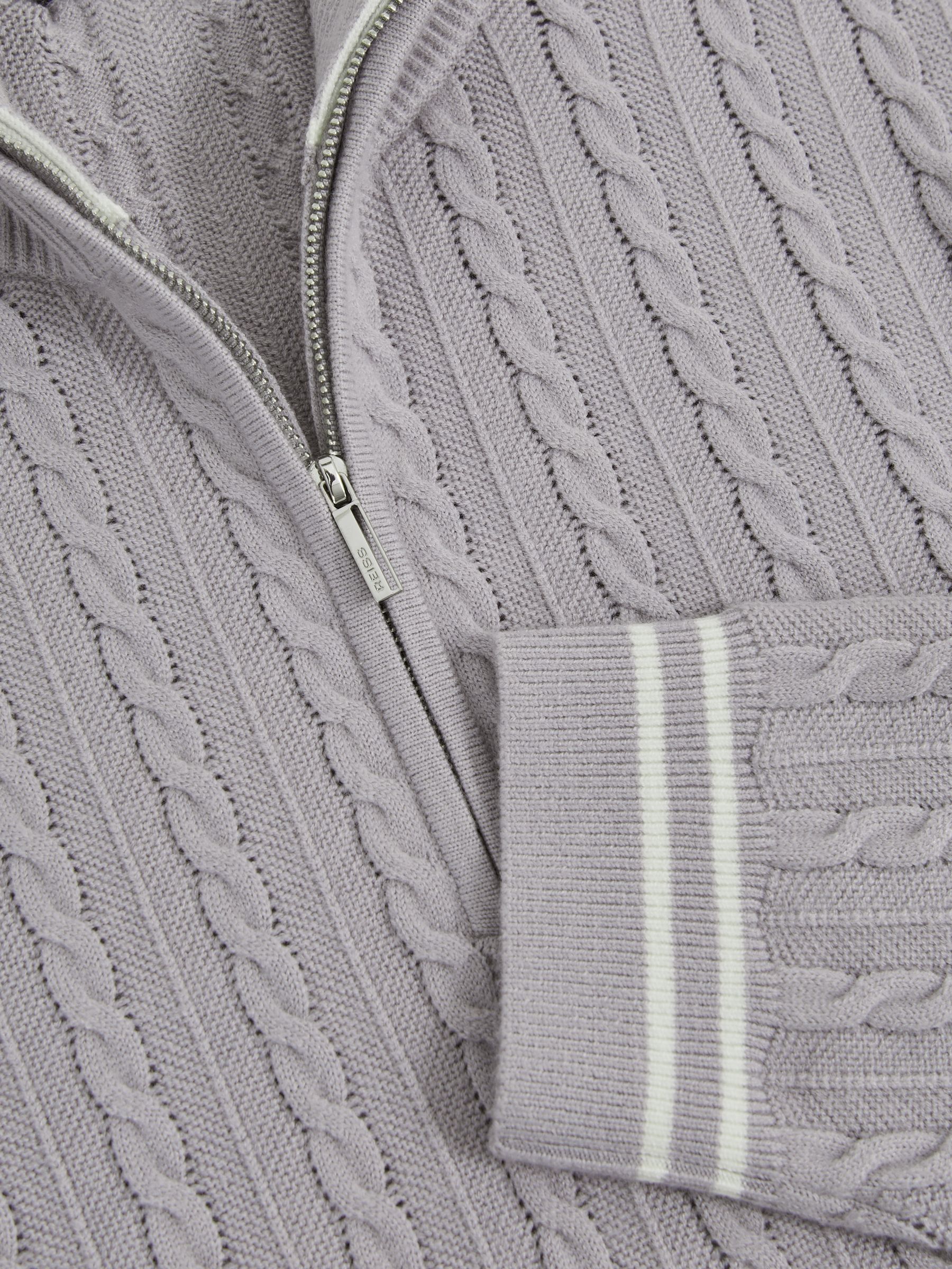 Half-Zip Cable Knit Jumper With Wool in Soft Blue