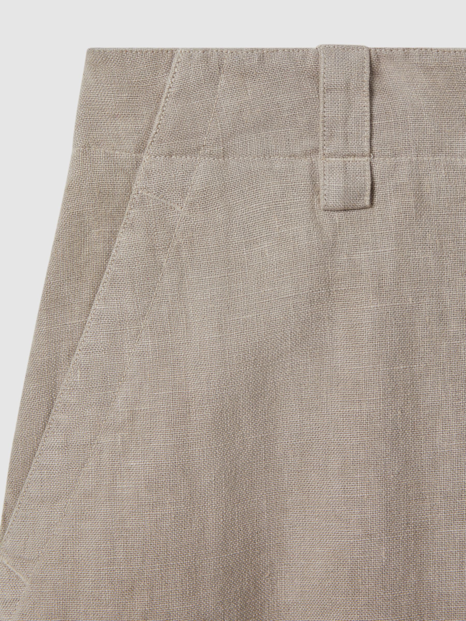 Linen Wide Leg Garment Dyed Trousers in Light Khaki