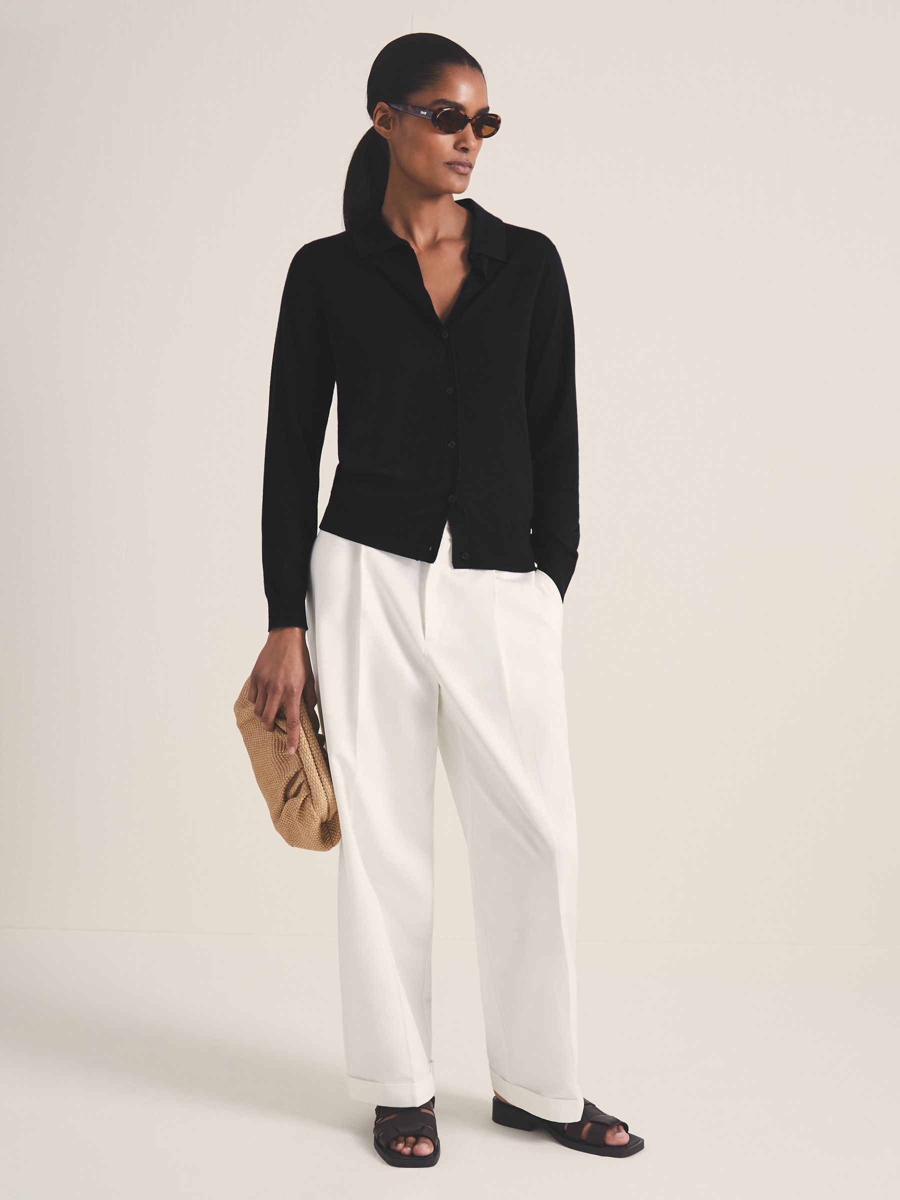 Reiss | Les 100 Ciels Wool Cardigan in Navy