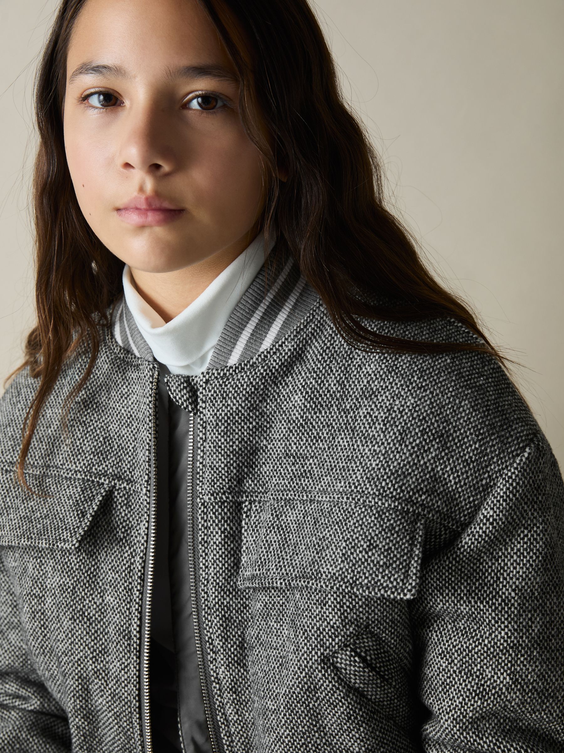 13-14 yrs Wool-Blend Padded Bomber Jacket in Grey