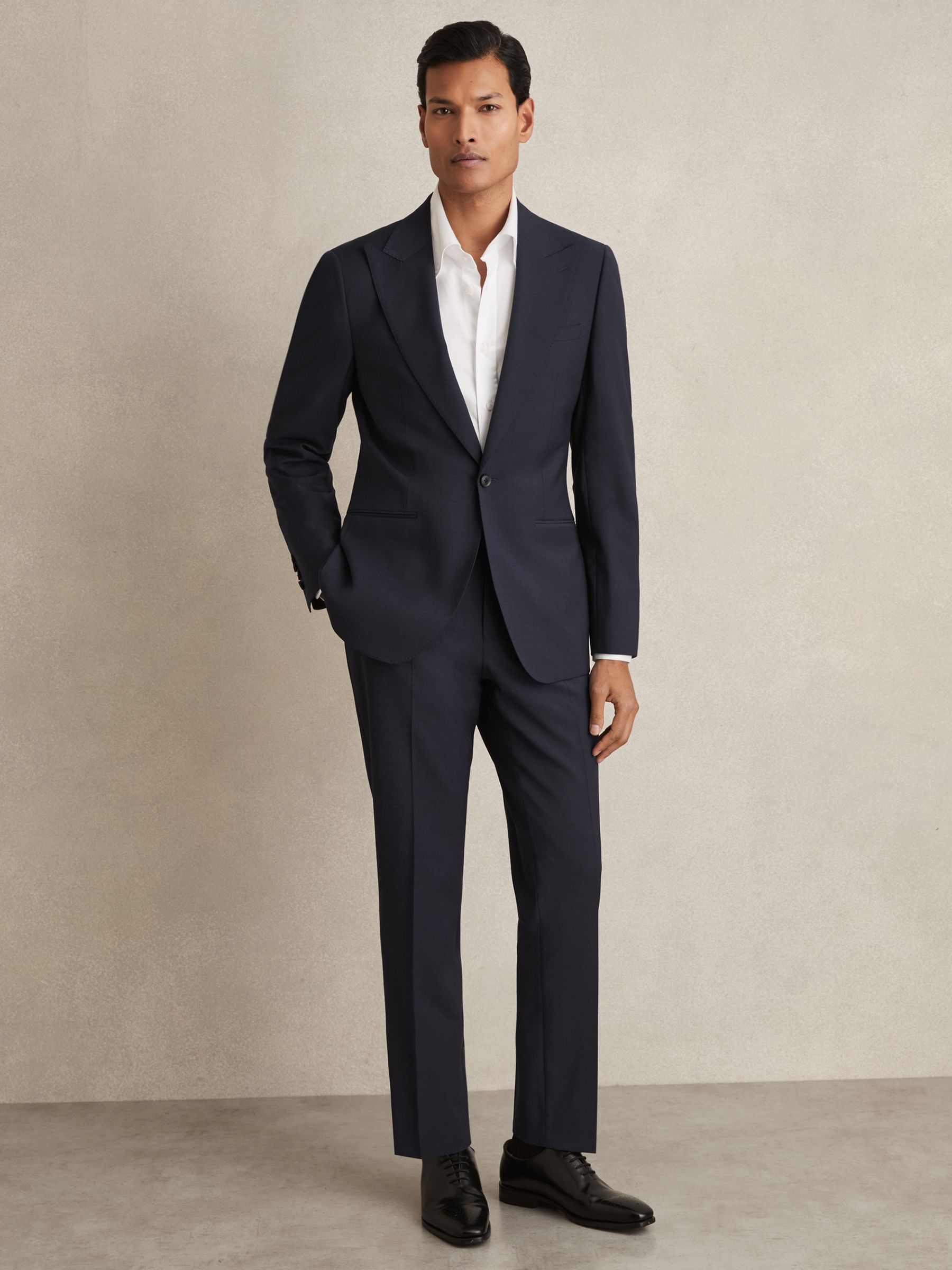 Regular-Fit Single-Breasted Wool-Blend Suit Blazer in Bright Blue