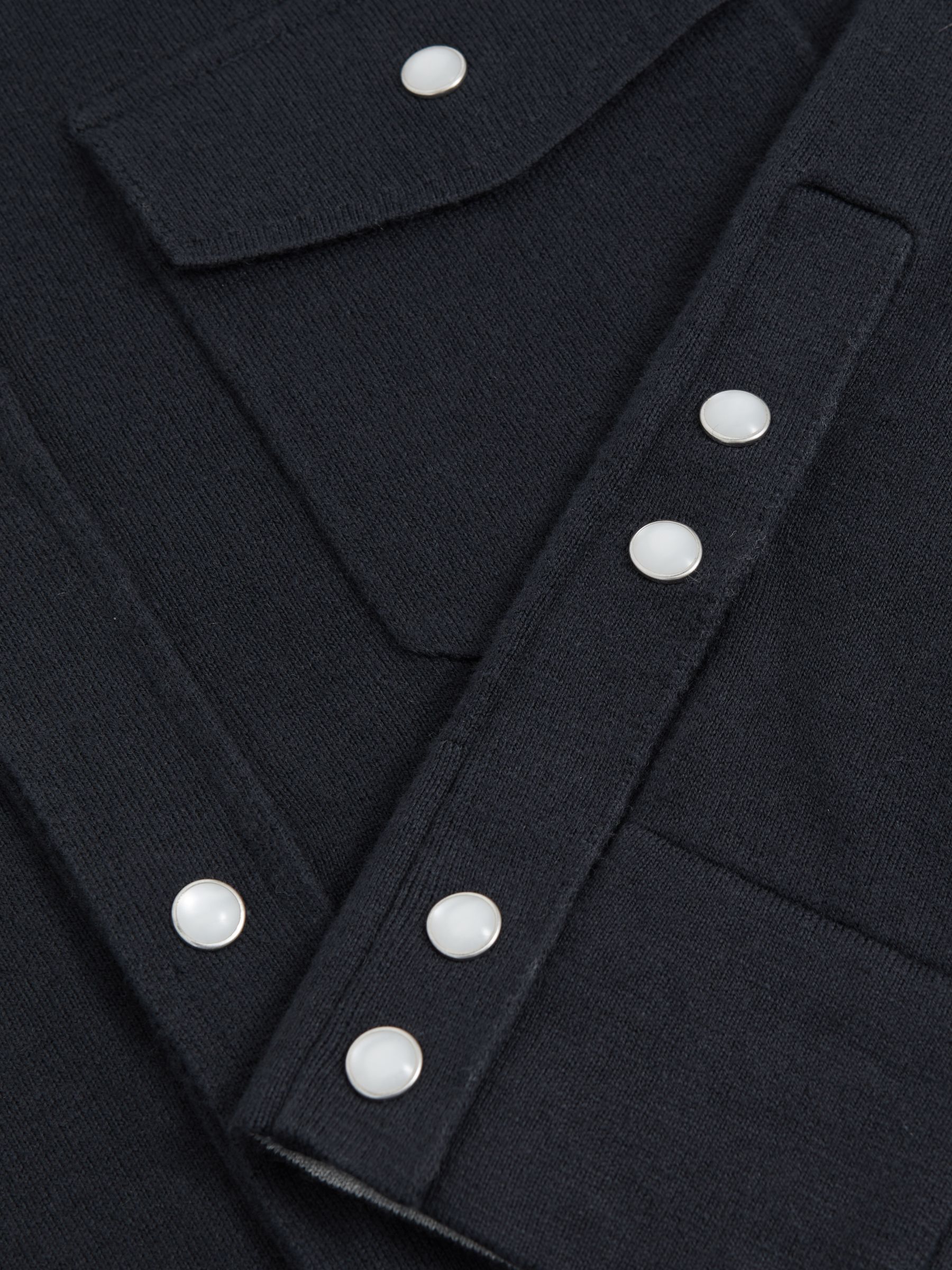 Cotton-Cashmere Western Knitted Shirt in Navy