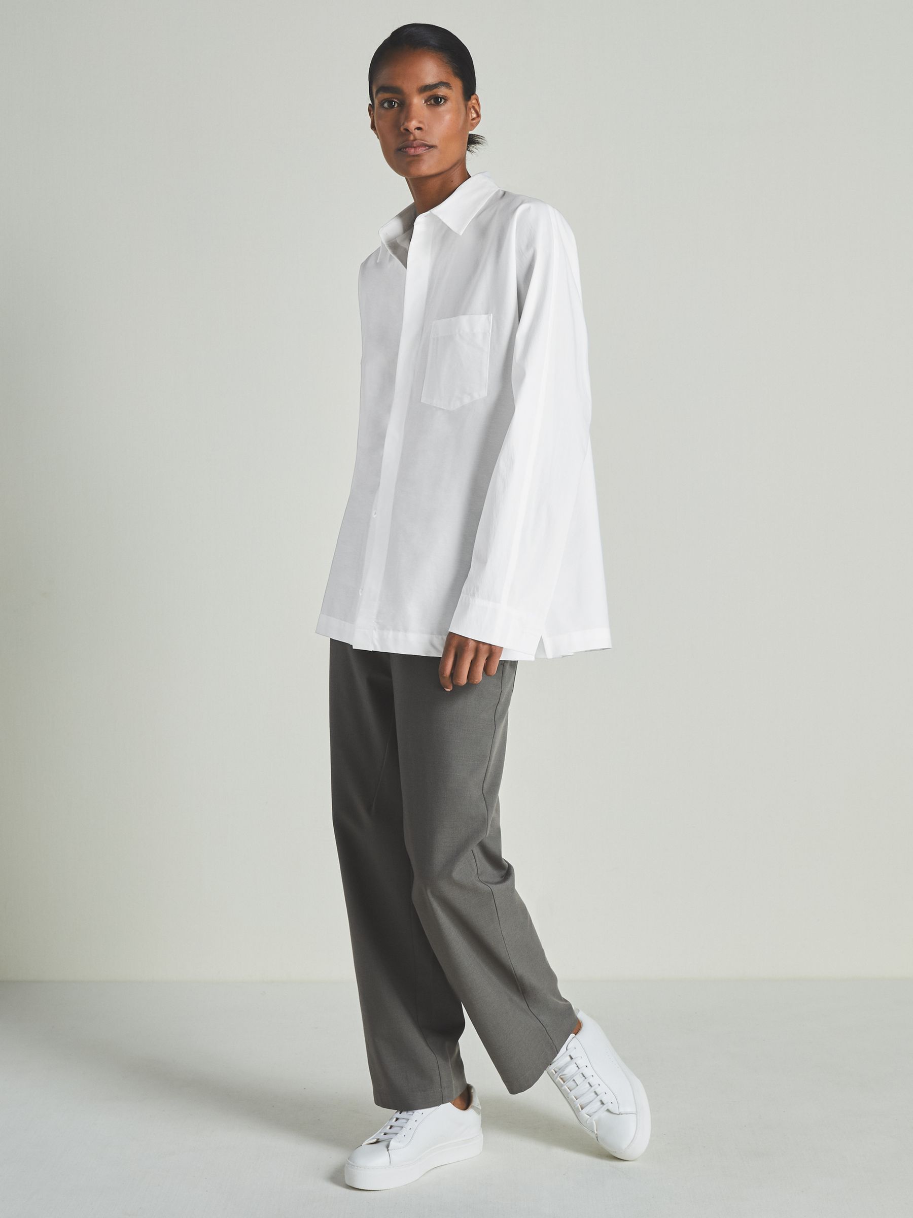 Reiss | Les 100 Ciels Cotton-Blend Poplin Shirt in White