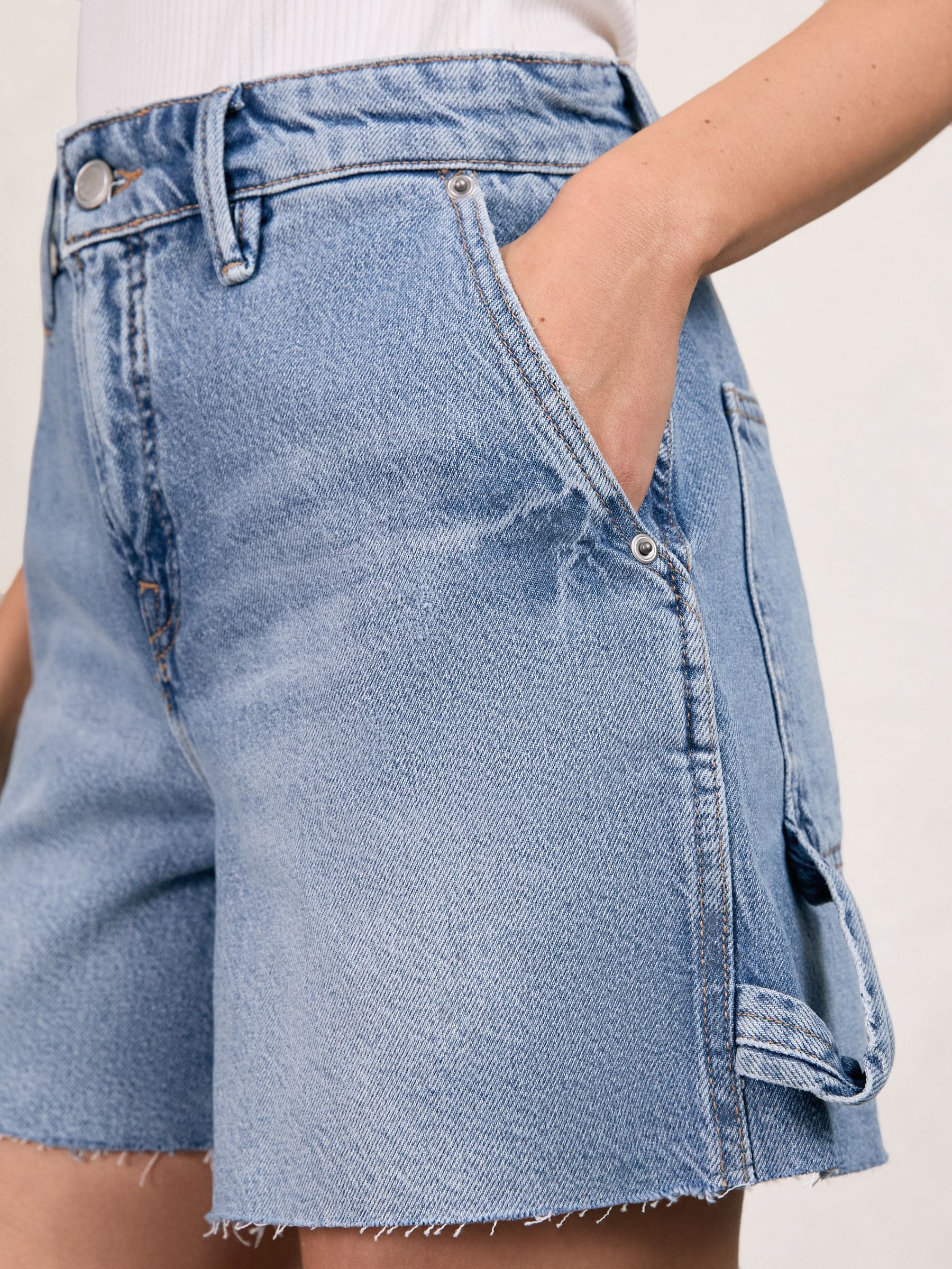 90S Long 100% Cotton Shorts in Indigo Blue