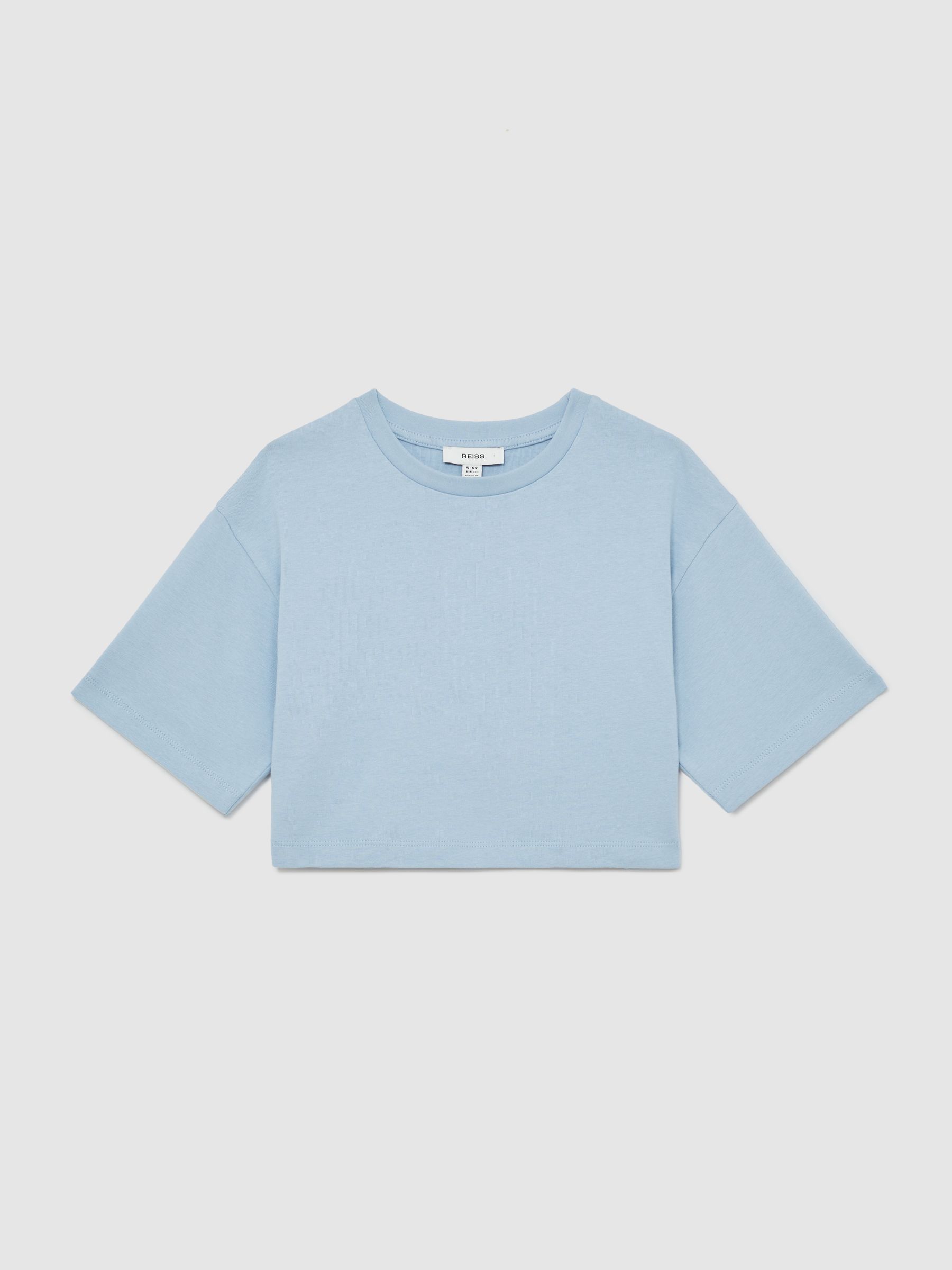 9-13 yrs Cotton Oversized Cropped T-Shirt in Blue