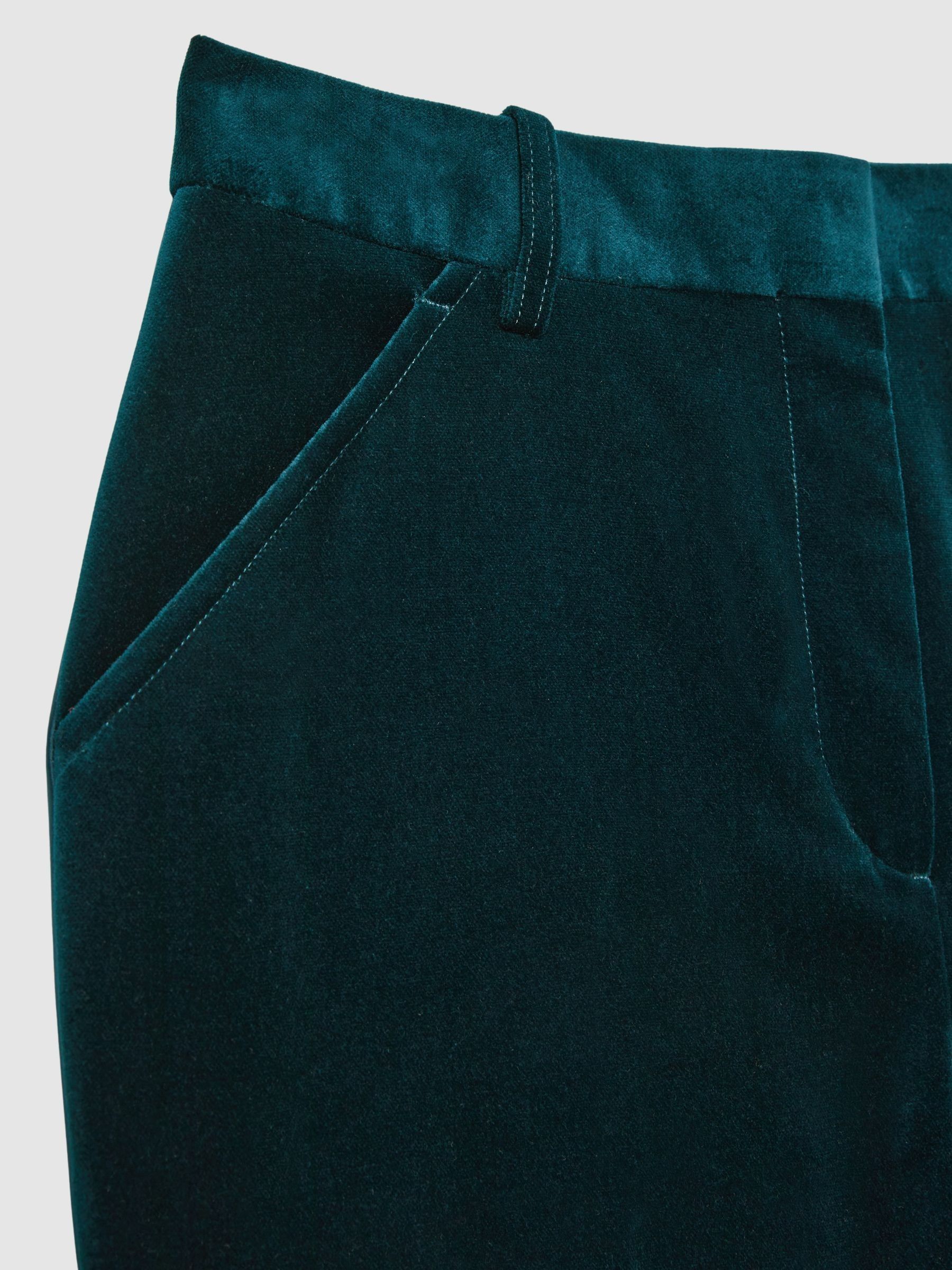 Velvet Flared Suit Trousers in Teal