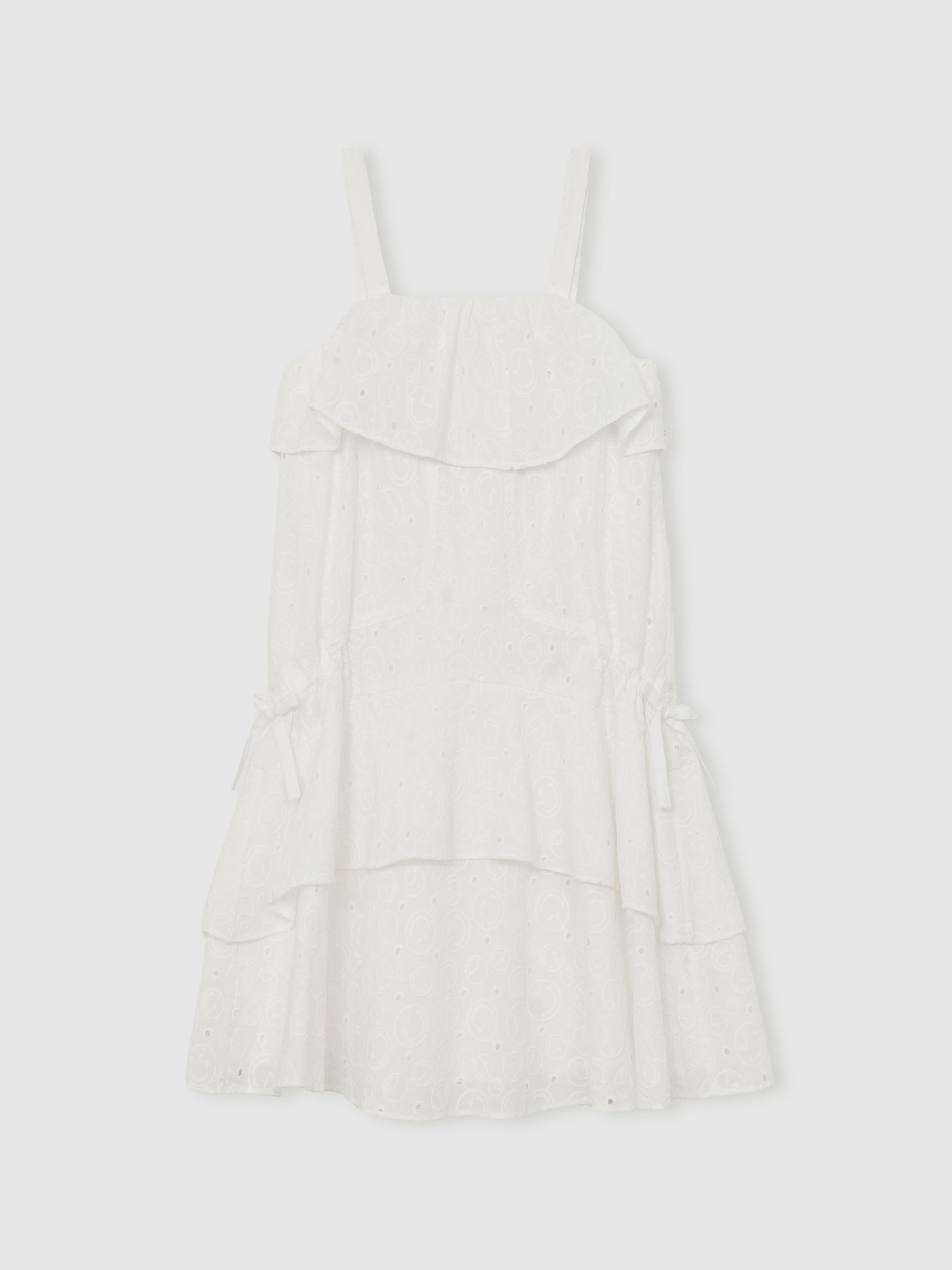 13-14 yrs SmileyWorld | Reiss Broderie Logo Dress in Ivory