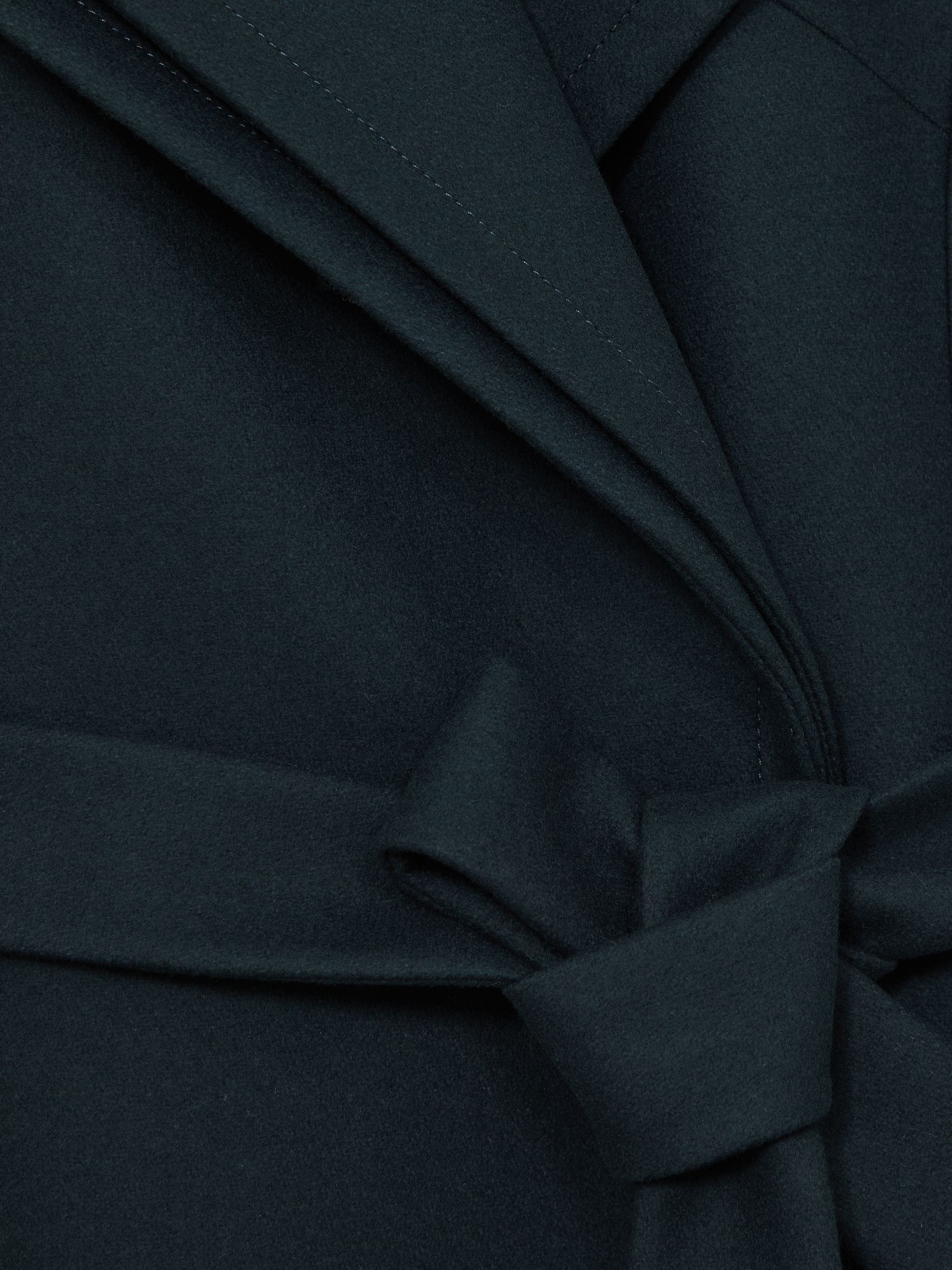 Wool-Blend Double-Lapel Belted Coat With Cashmere in Teal