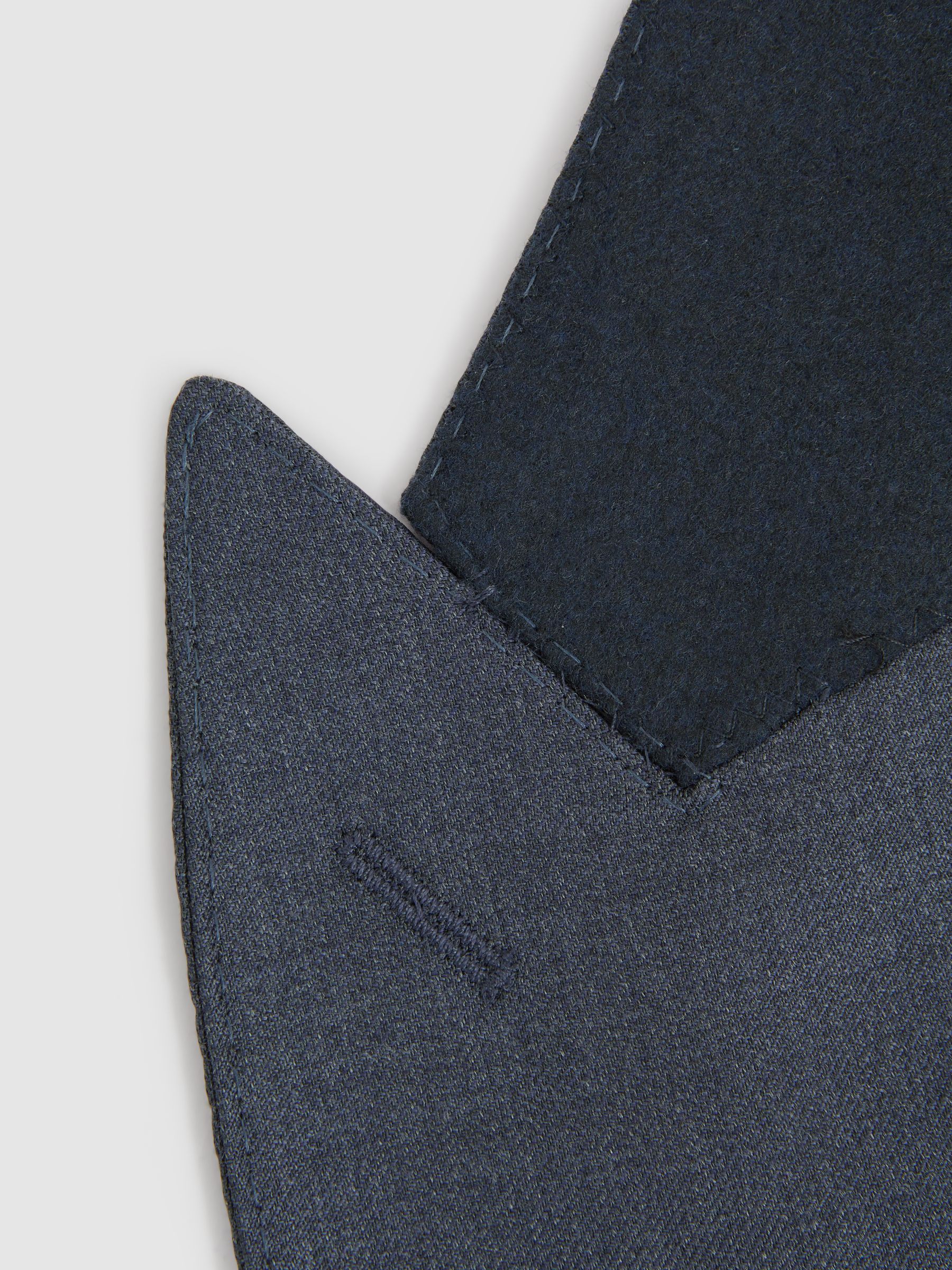 Slim Fit Single Breasted Wool Blazer in Airforce Blue