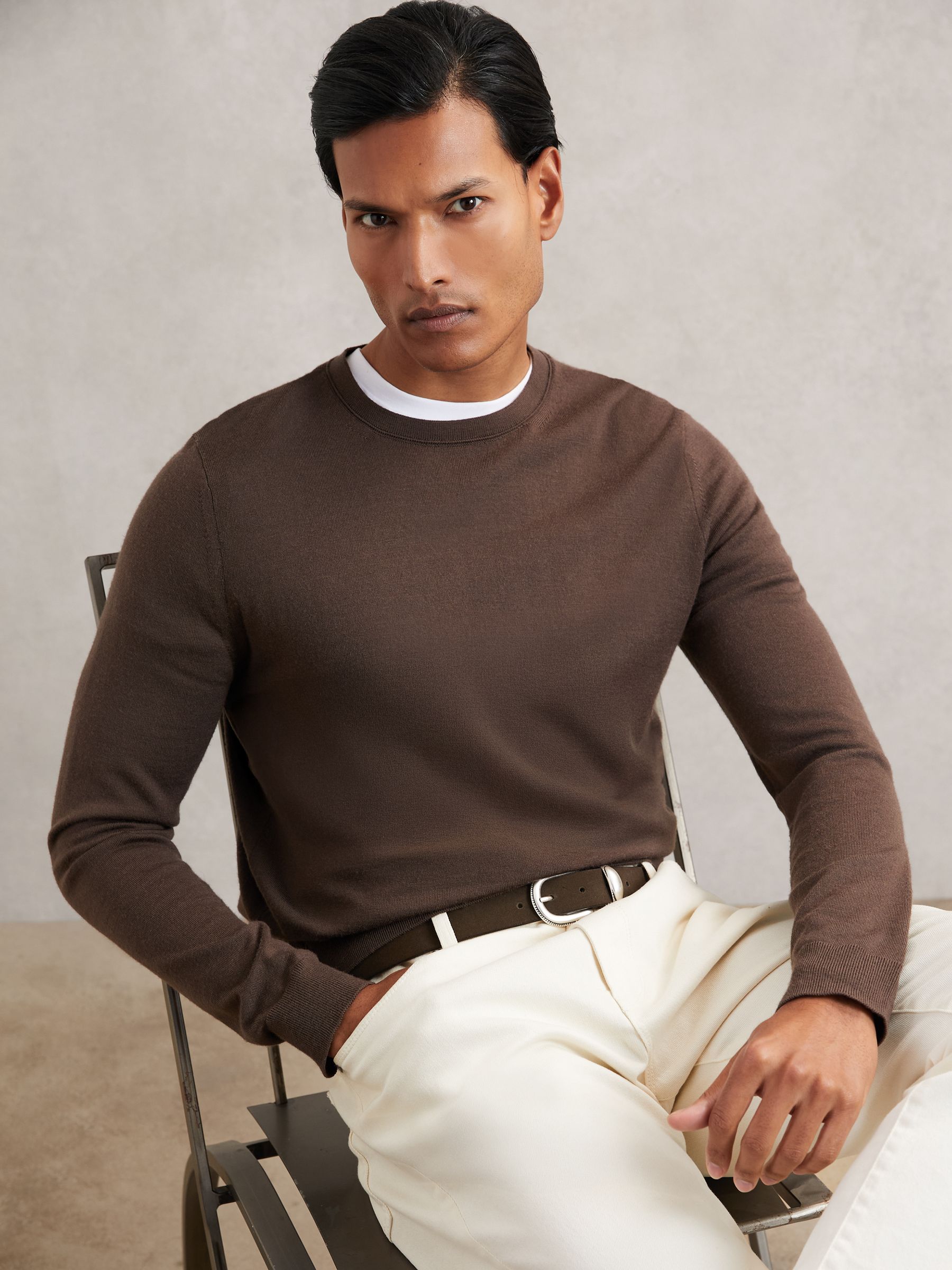 Suede Western-Style Belt in Dark Brown