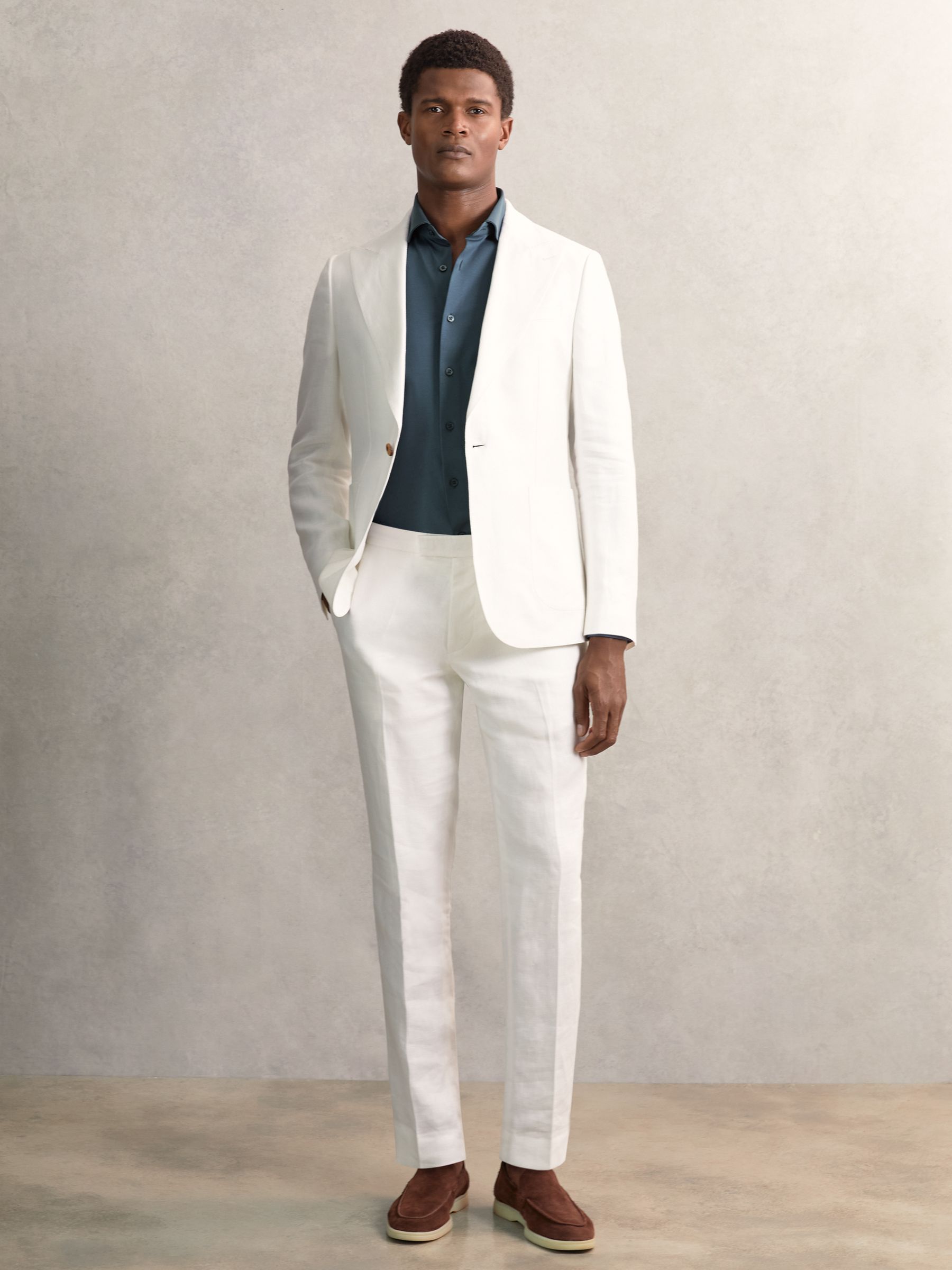 Air-Water Cotton Button-Through Shirt in Airforce Blue