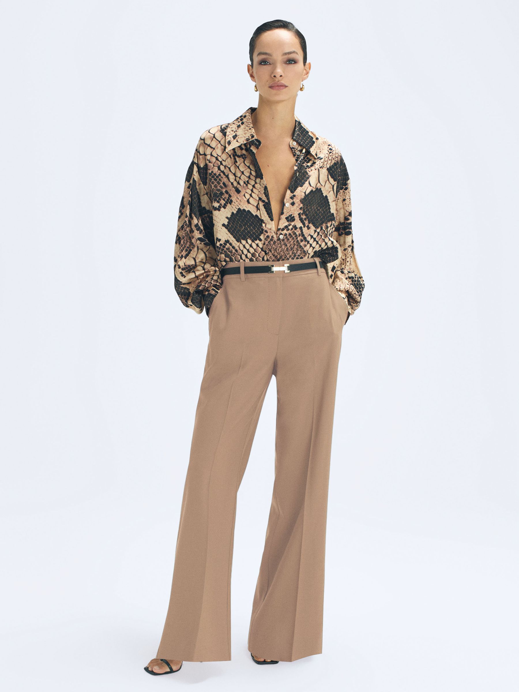 Silk Snake Print Drape Back Shirt in Snake