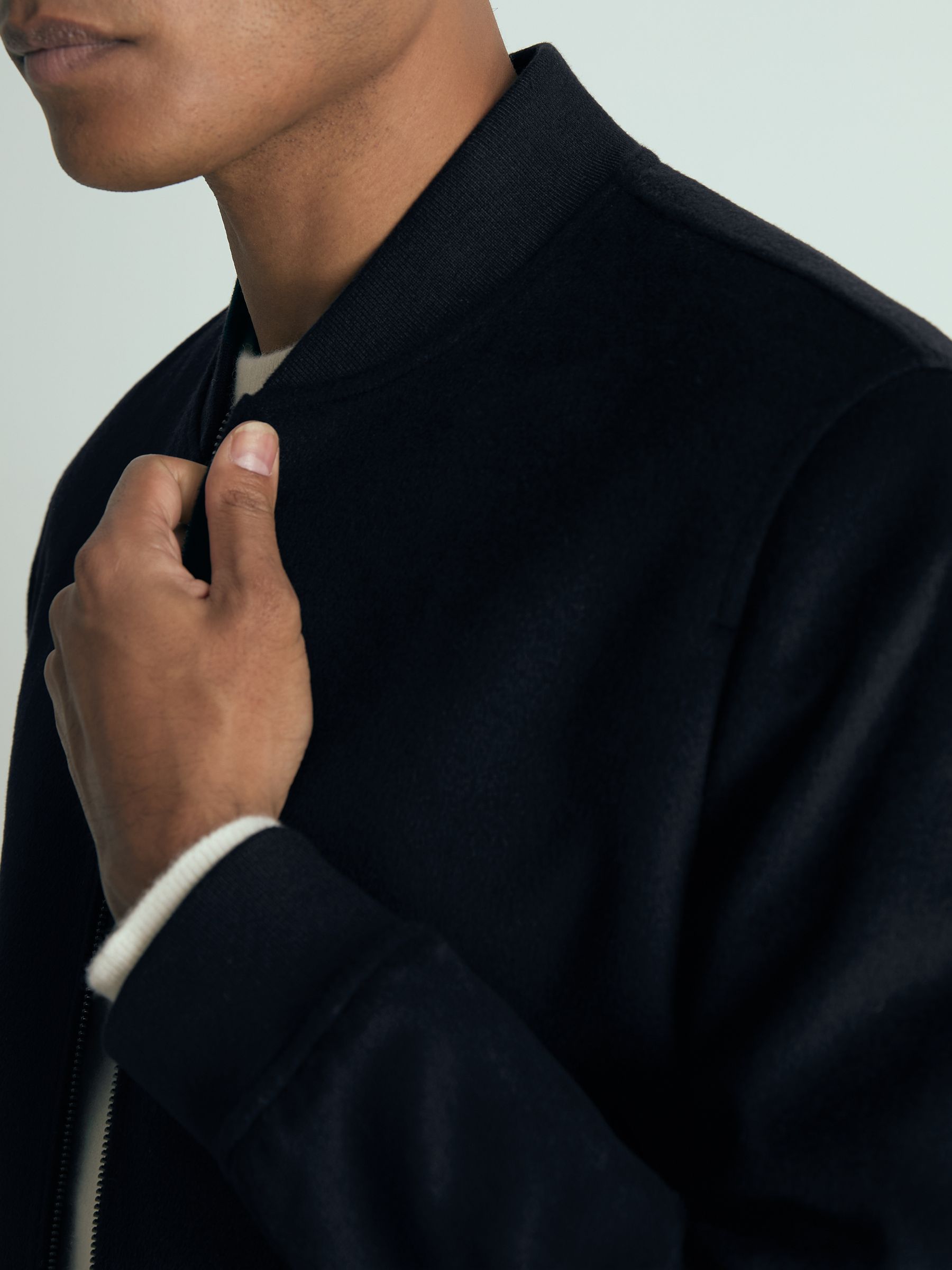 100% Cashmere Bomber Jacket in Navy