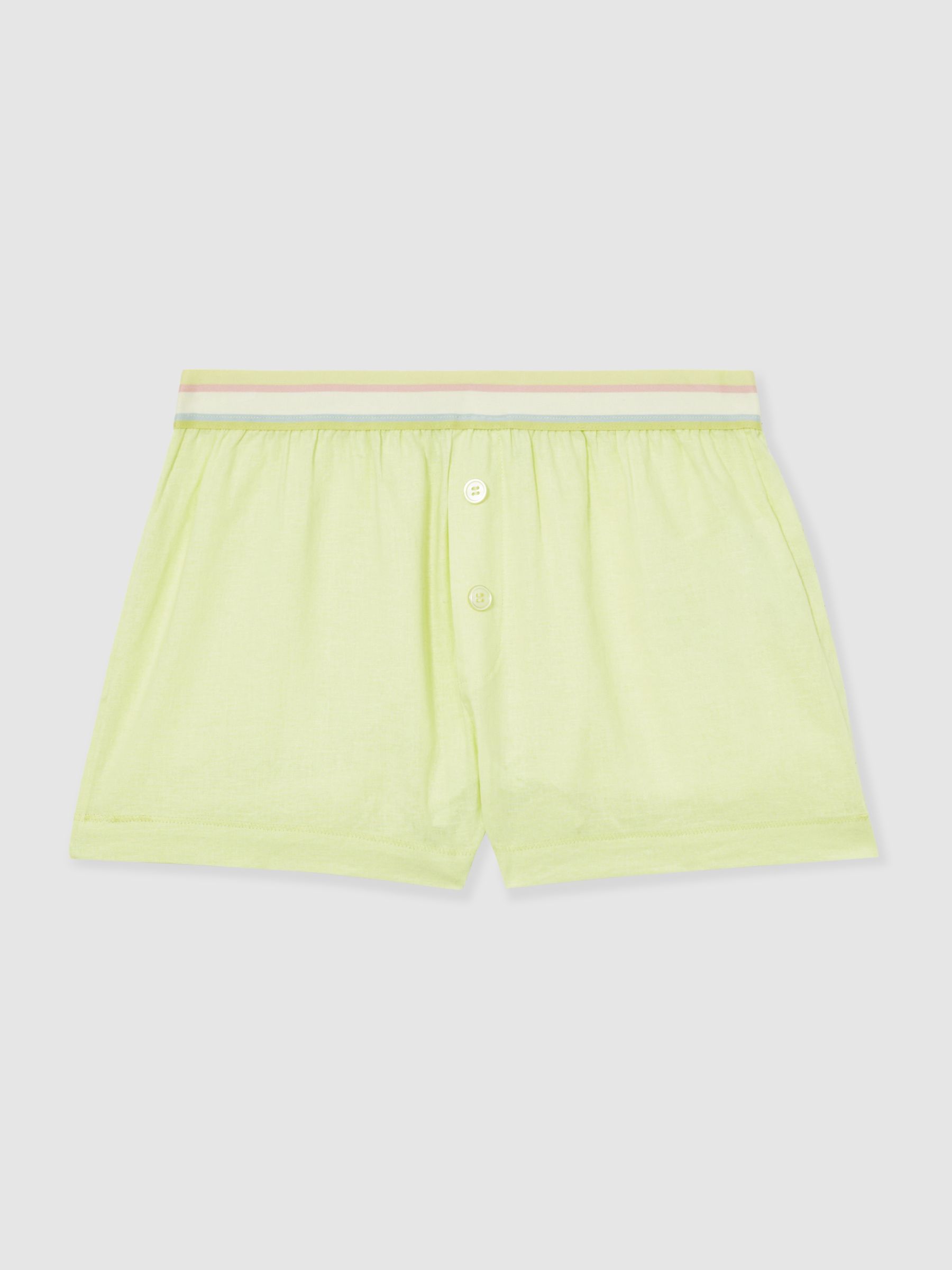 Linen-Blend Contrast-Waist Boxer Shorts in Lemon Yellow