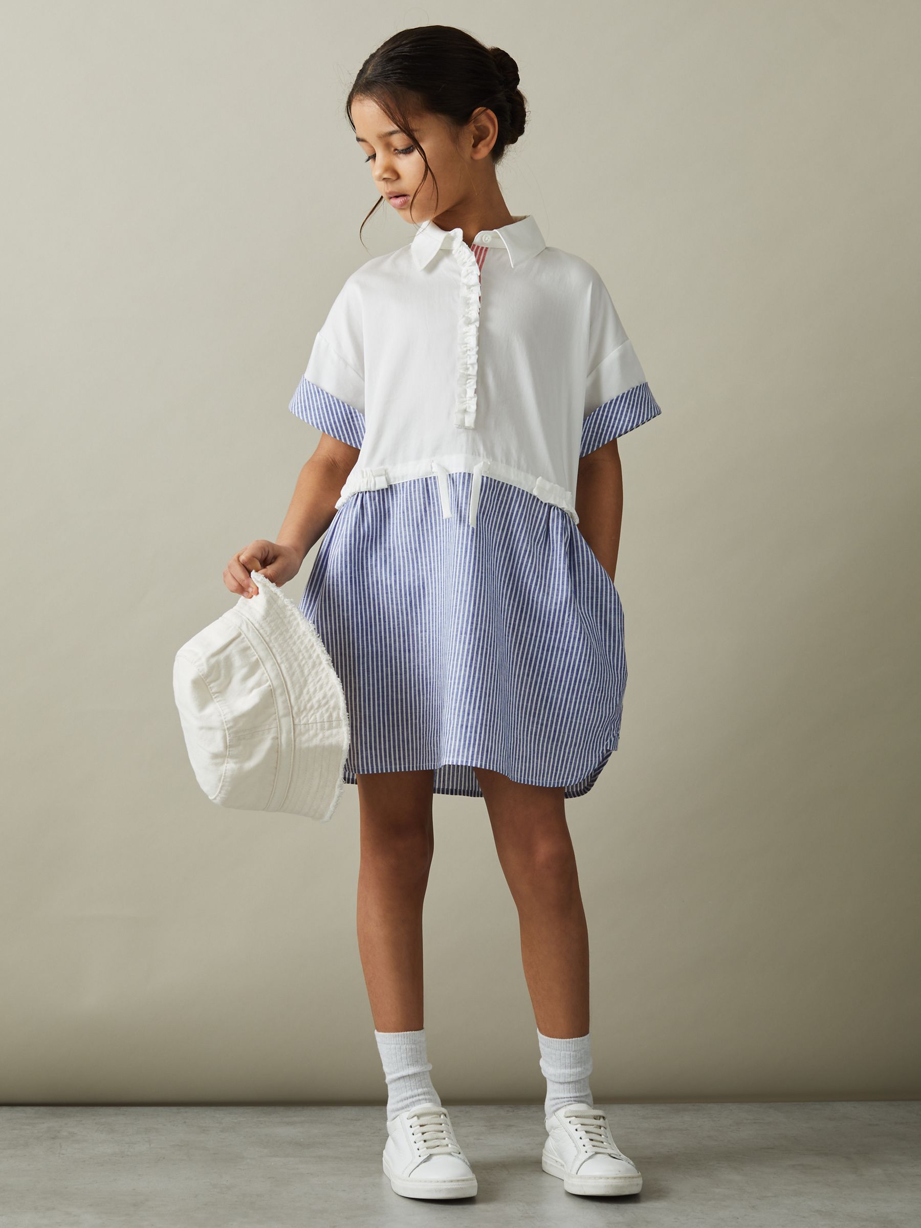 9-13 yrs Cotton Shirt Dress in Ivory
