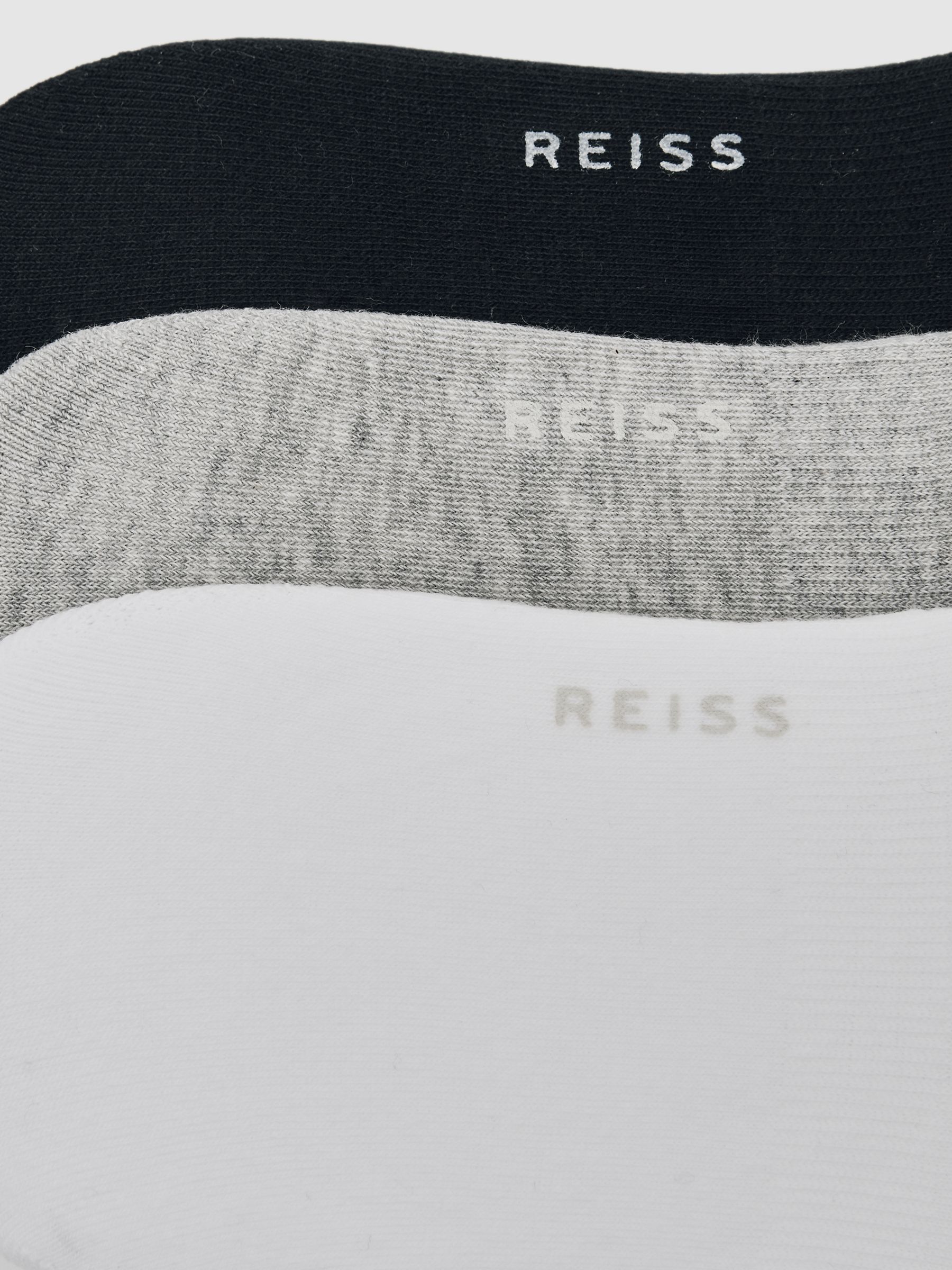 3 Pack Invisible Trainer Socks Cotton-Blend in White/Grey/Black