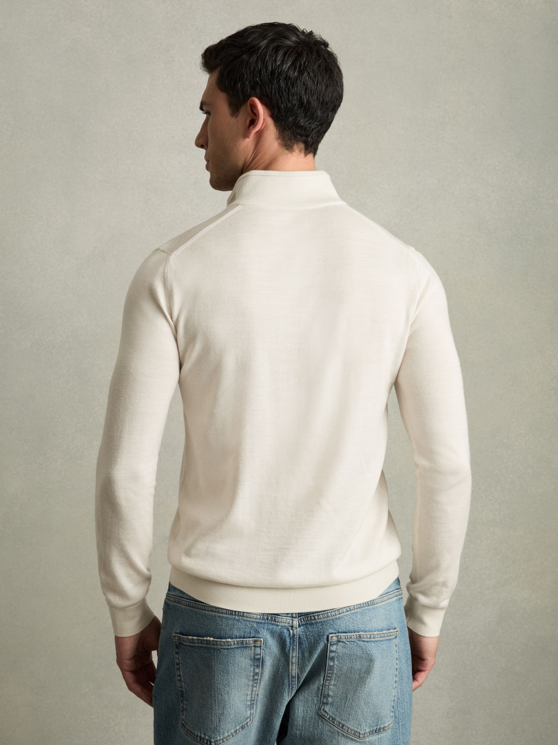 Merino Wool Half-Zip Jumper in Snow White