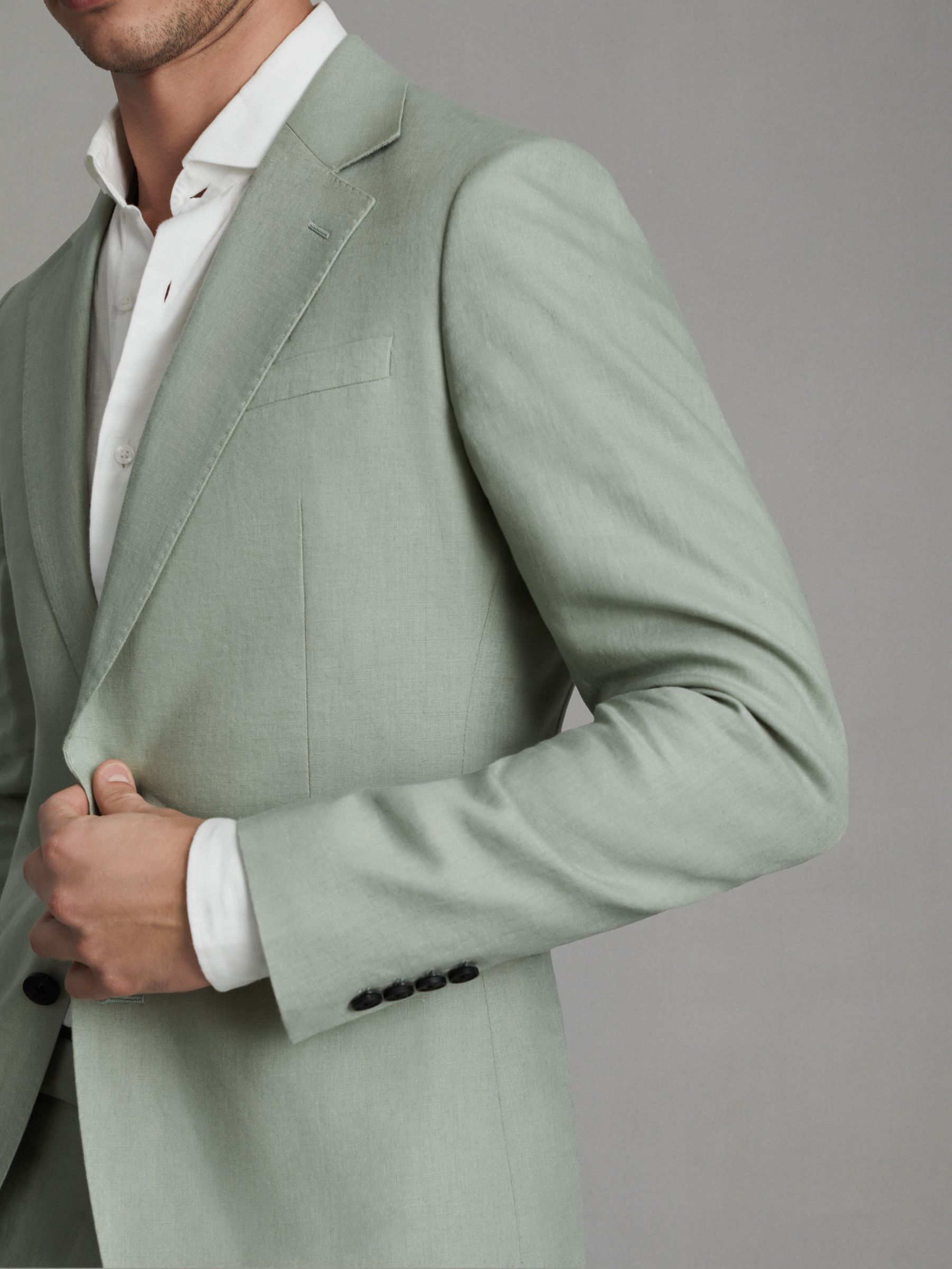 Single-Breasted Linen Suit Blazer Slim Fit in Apple