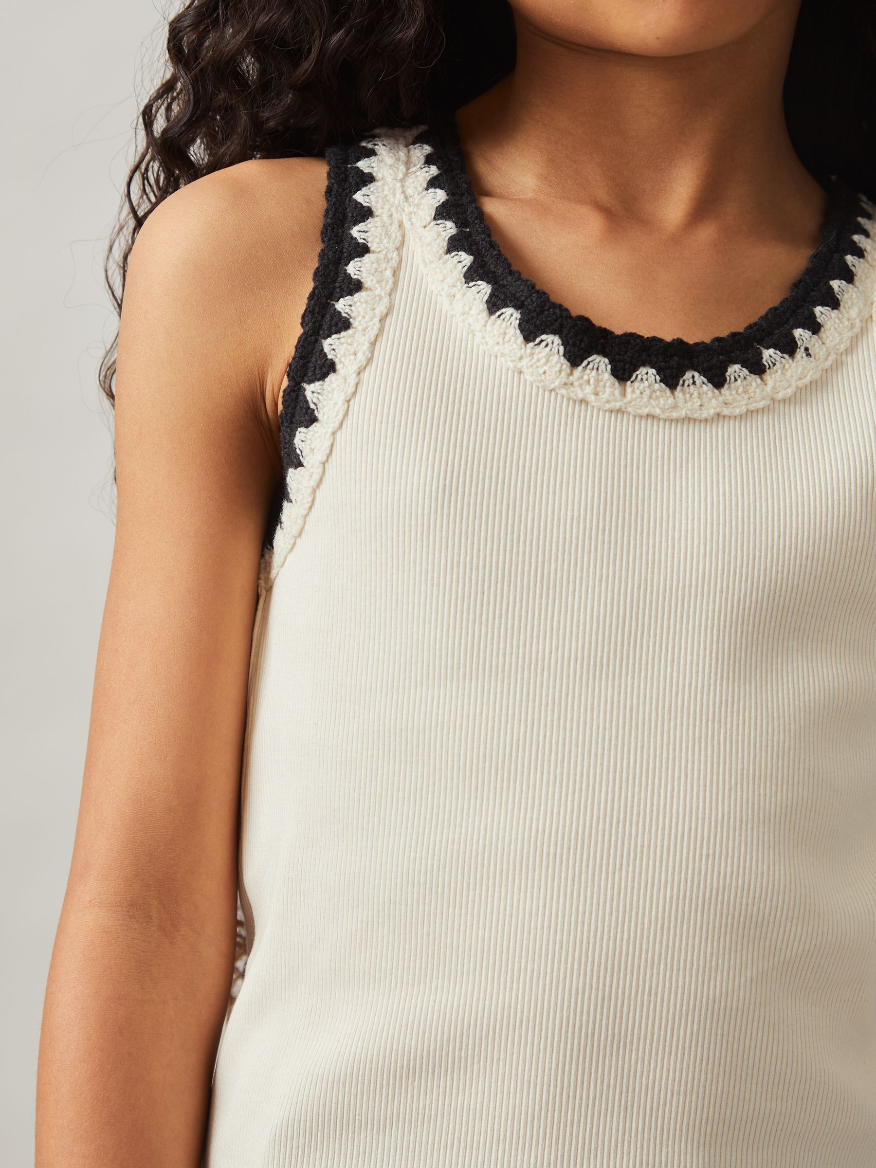 4-9 yrs Cotton Crochet-Trim Vest in Ivory