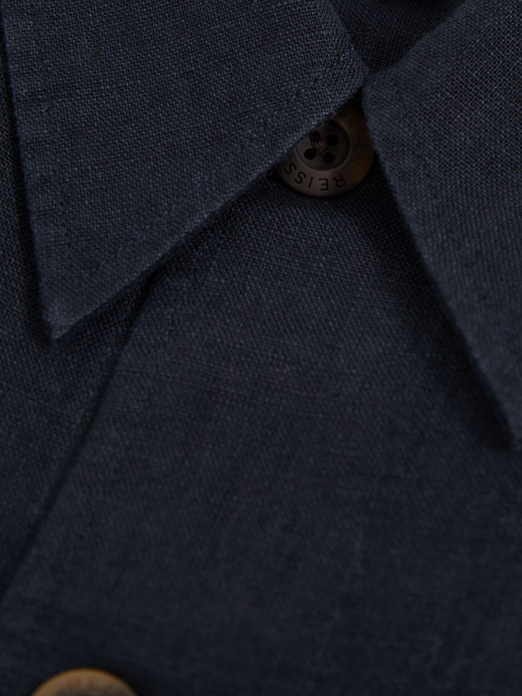 Linen Elasticated Hem Overshirt in Navy