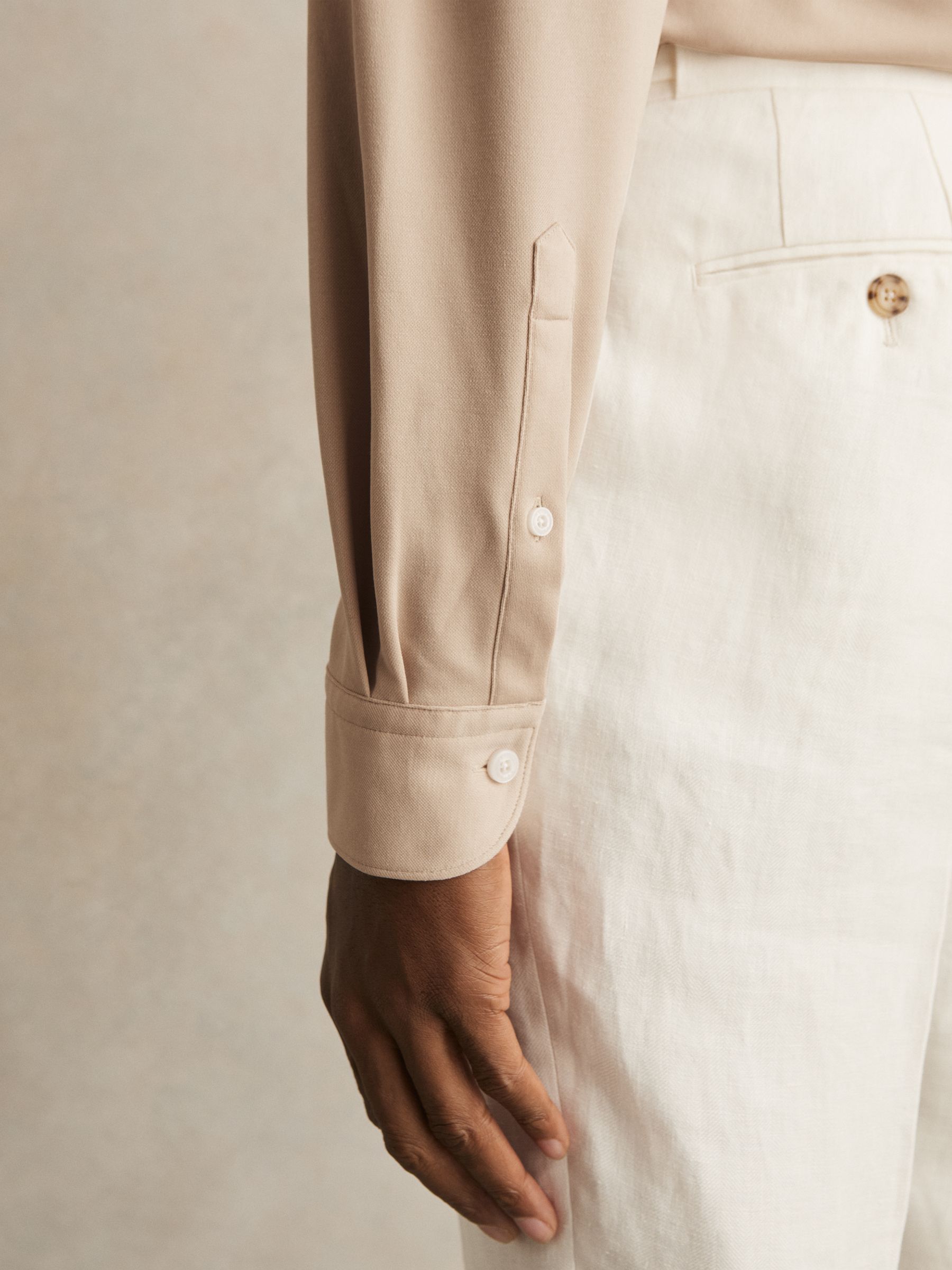 Modal Blend Cutaway Collar Shirt in Stone