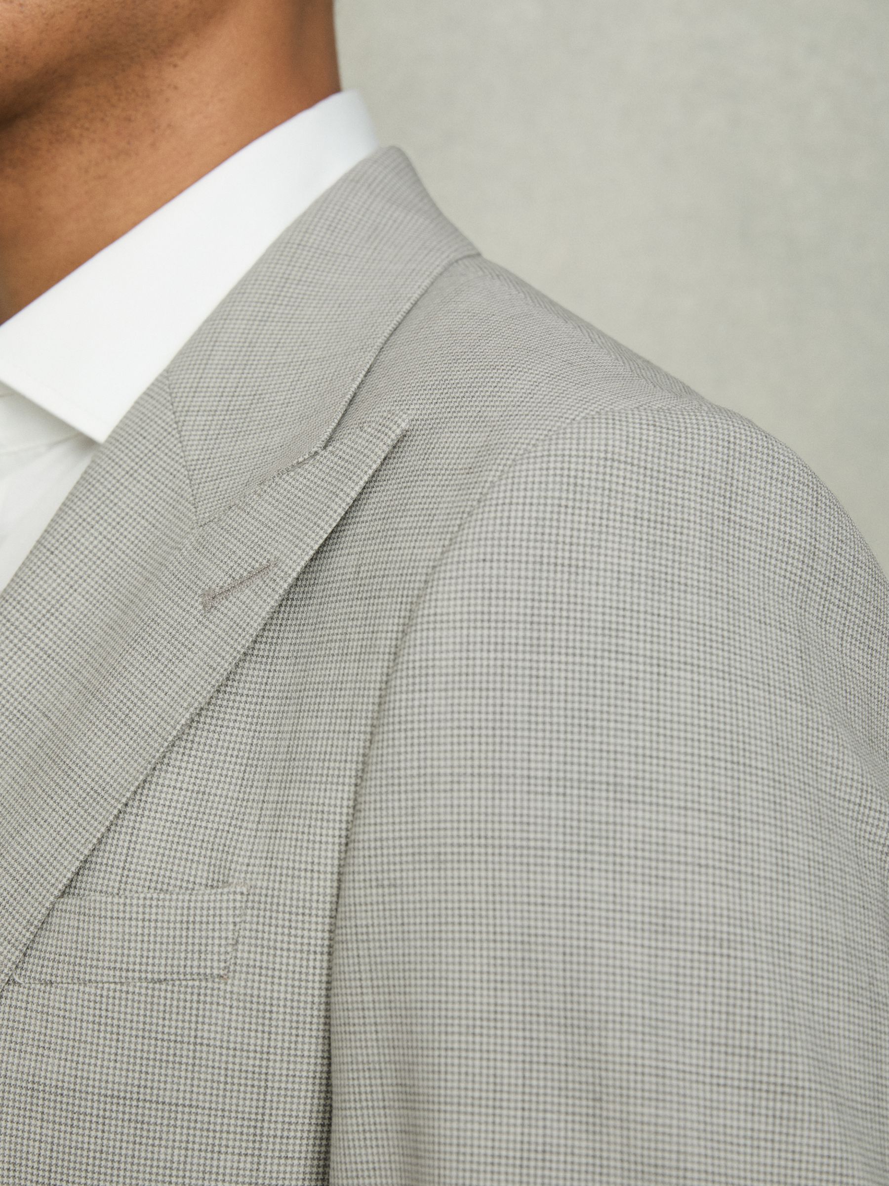 Single-Breasted Check Suit Blazer Slim-Fit in Grey