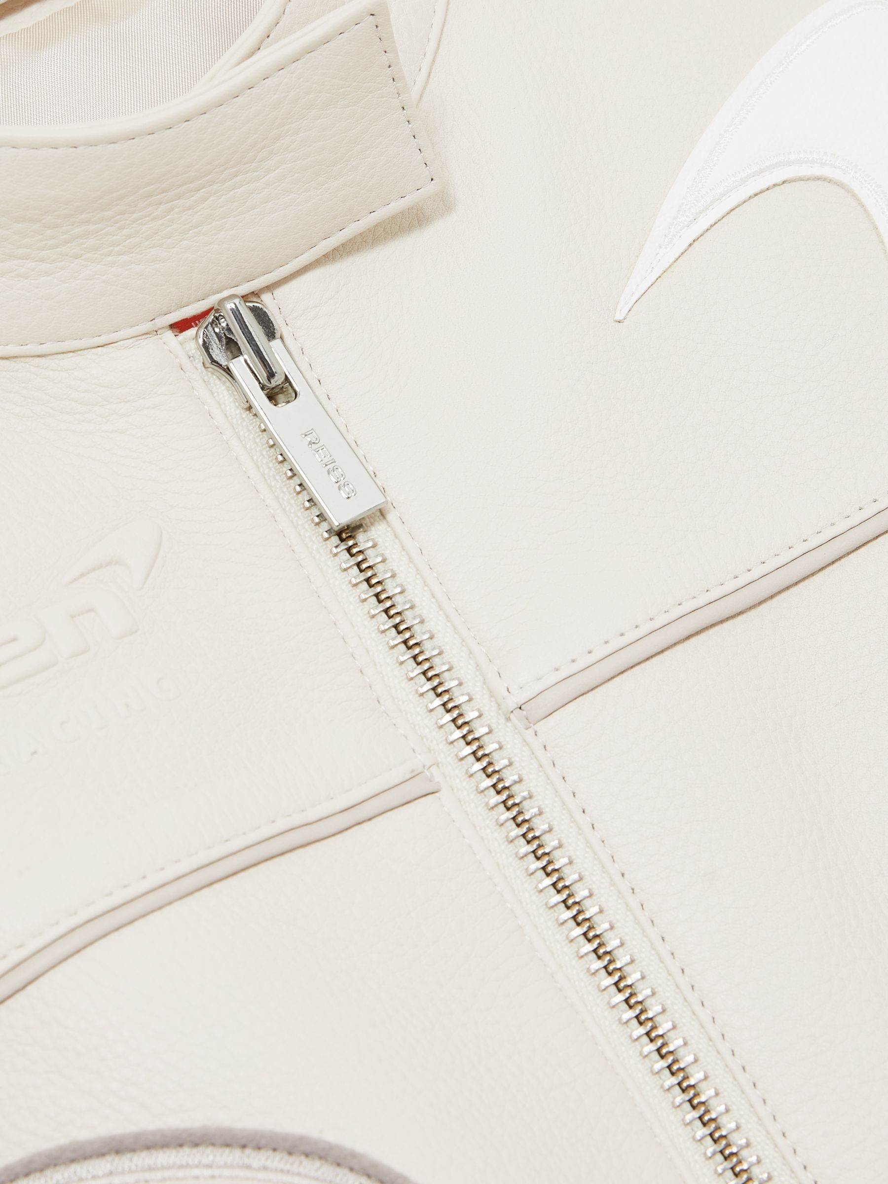 McLaren F1 Team Leather Biker Jacket in Off White
