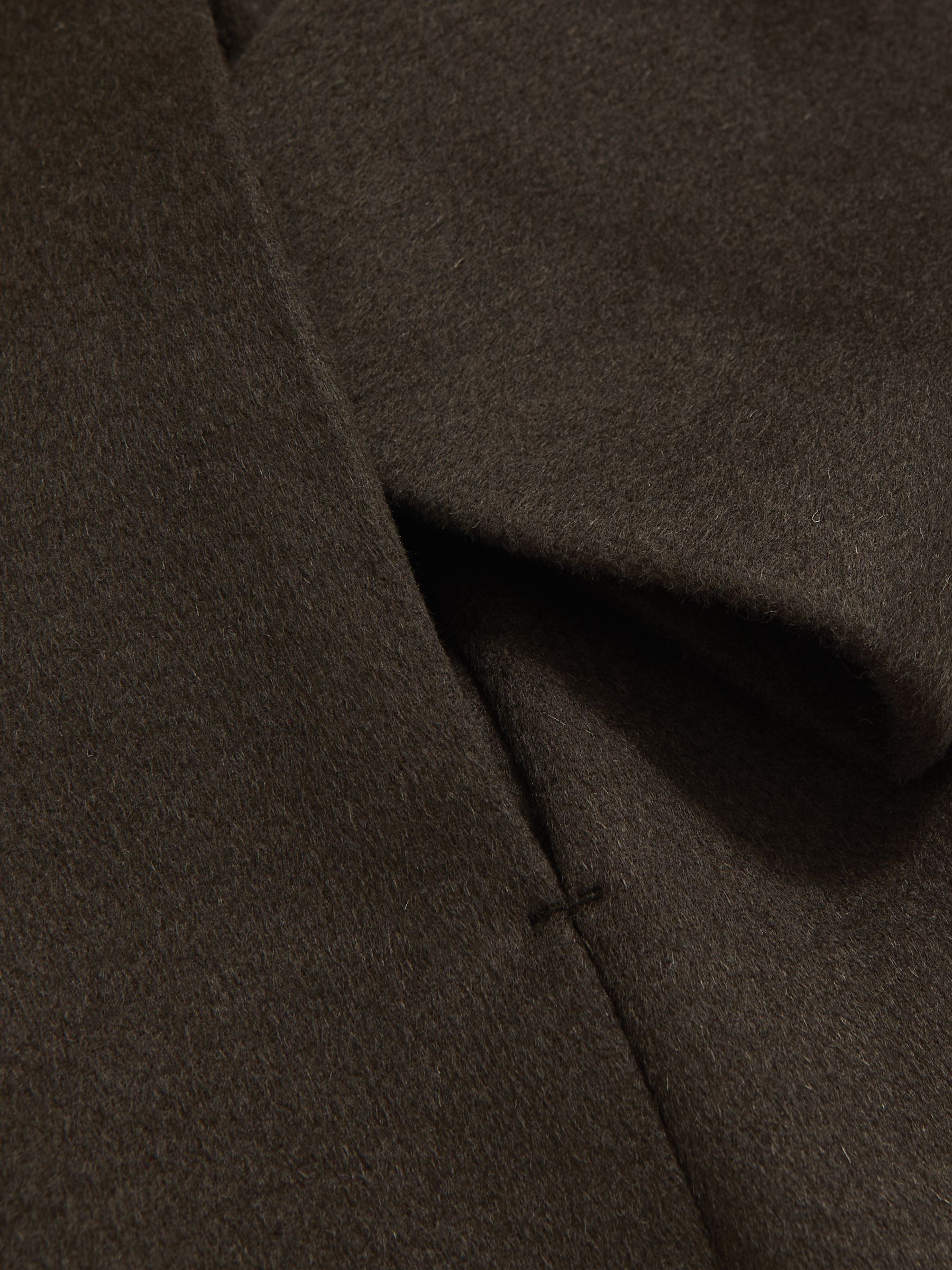 Woo Blend Single-Breasted Overcoat in Dark Khaki Green